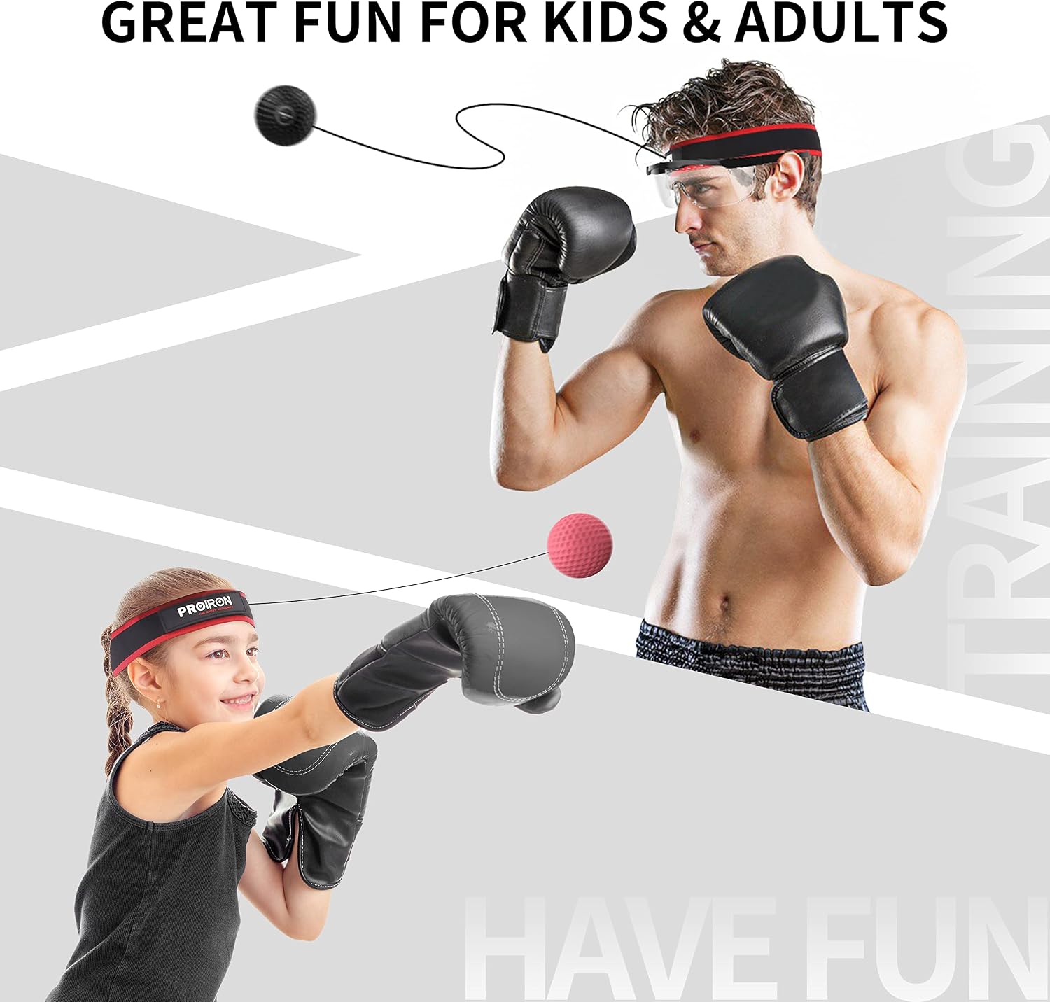 PROIRON Boxing Reflex Ball with Safety Glasses, 4 Reflex Ball, 2 Headband for Adult/Kids, Boxing Head Ball for Punch Speed, Hand Eye Coordination Training Equipment Boxing MMA, Gifts for Teenage Boys