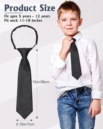 Kajeer Boys Tie Pre-tied,Ties for Kids Adjustable Toddler Tie for Wedding School Uniforms, Navy Blue-Yellow Stripe