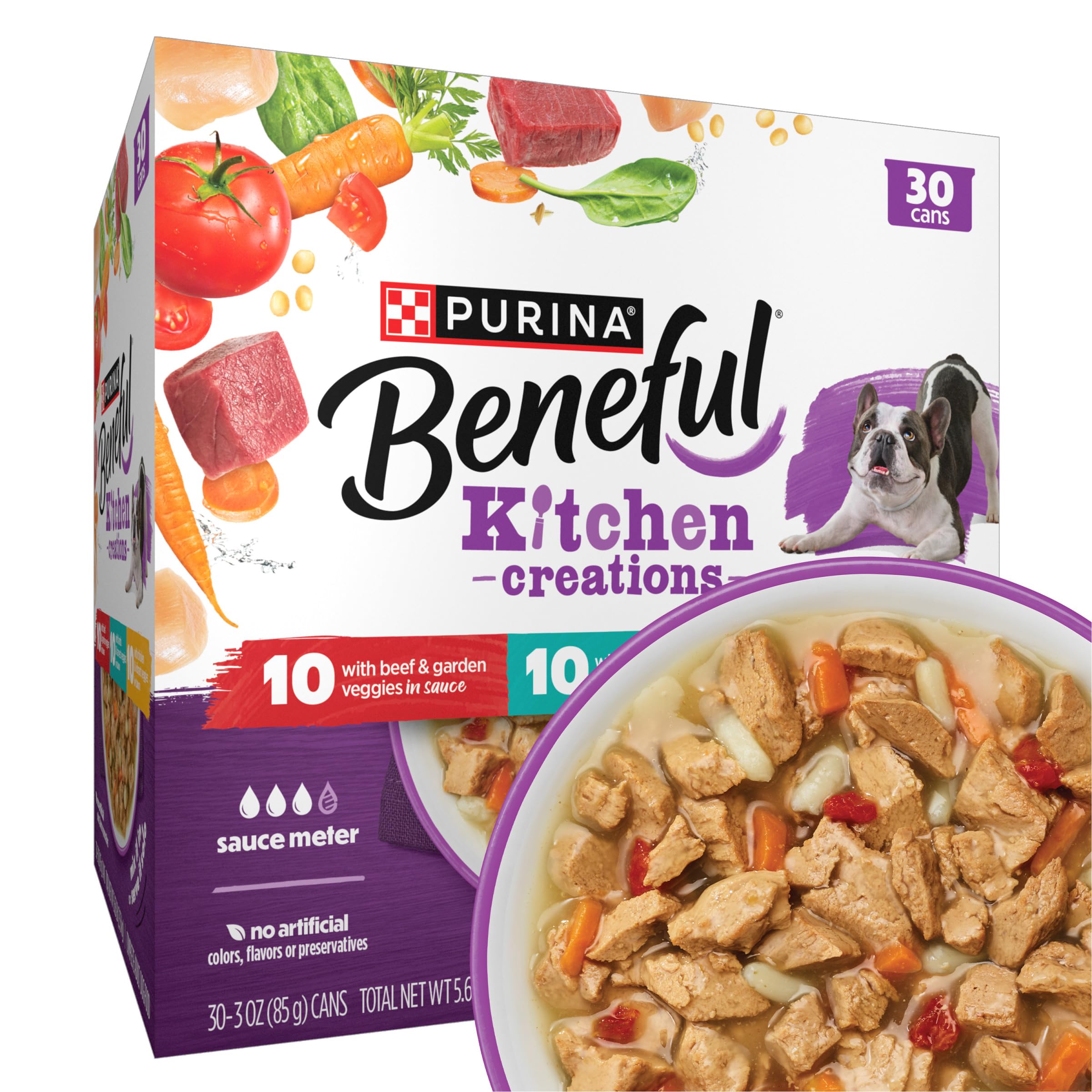 Purina Beneful Kitchen Creations With Beef, Chicken, or Lamb Wet Dog Food Variety Pack - (Pack of 30) 3 oz. Cans