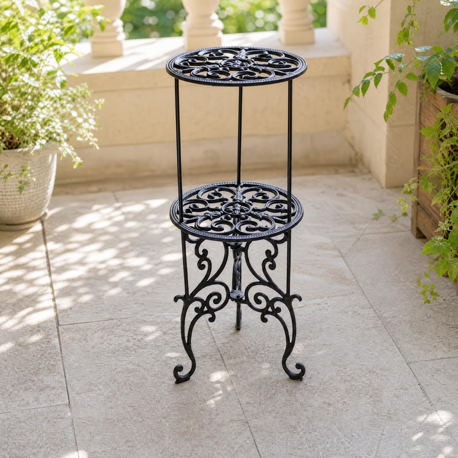 Porte-Plantes Rond En Métal Robuste Support Pot Fleurs En Métal Ajré Porte-Plante Décorations Floraux pr Balcon, lon