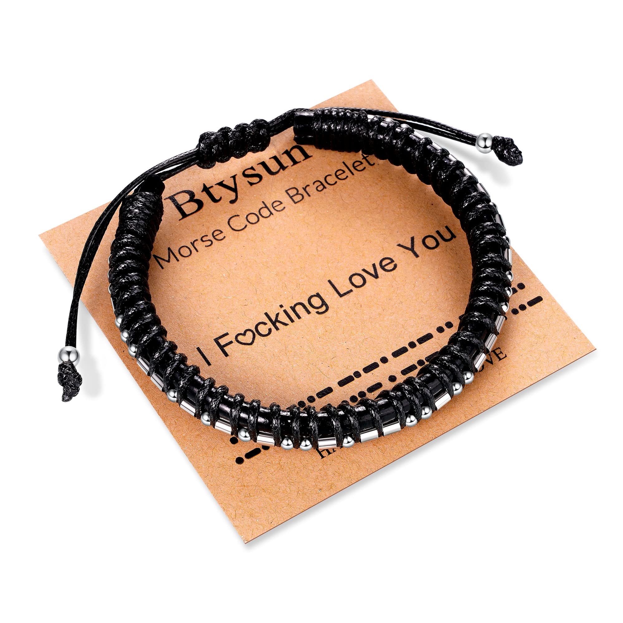 Btysun Fathers Day Gift, Gifts for Men Morse Code Bracelets for Men 2026 Graduation Gifts Mens Bracelet for Him Boyfriend Husband Leather Bracelet Motivational Birthday Jewelry Stocking Stuffers