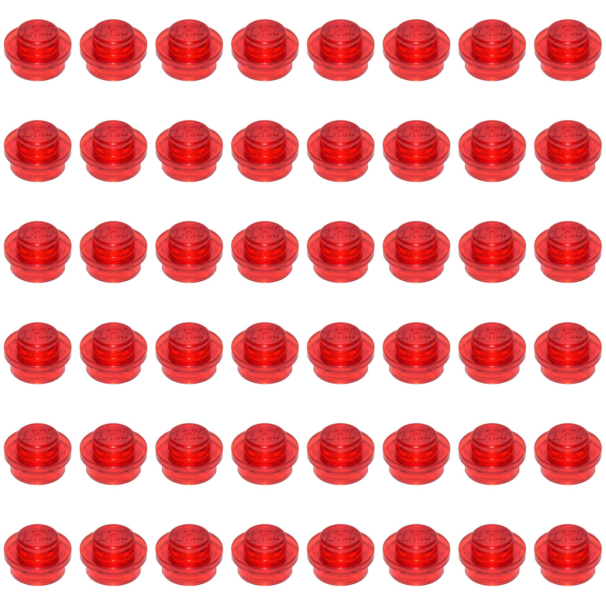 LEGO Plate, Round 1 x 1, Part 4073 (Trans-Red, 50, Bricks)