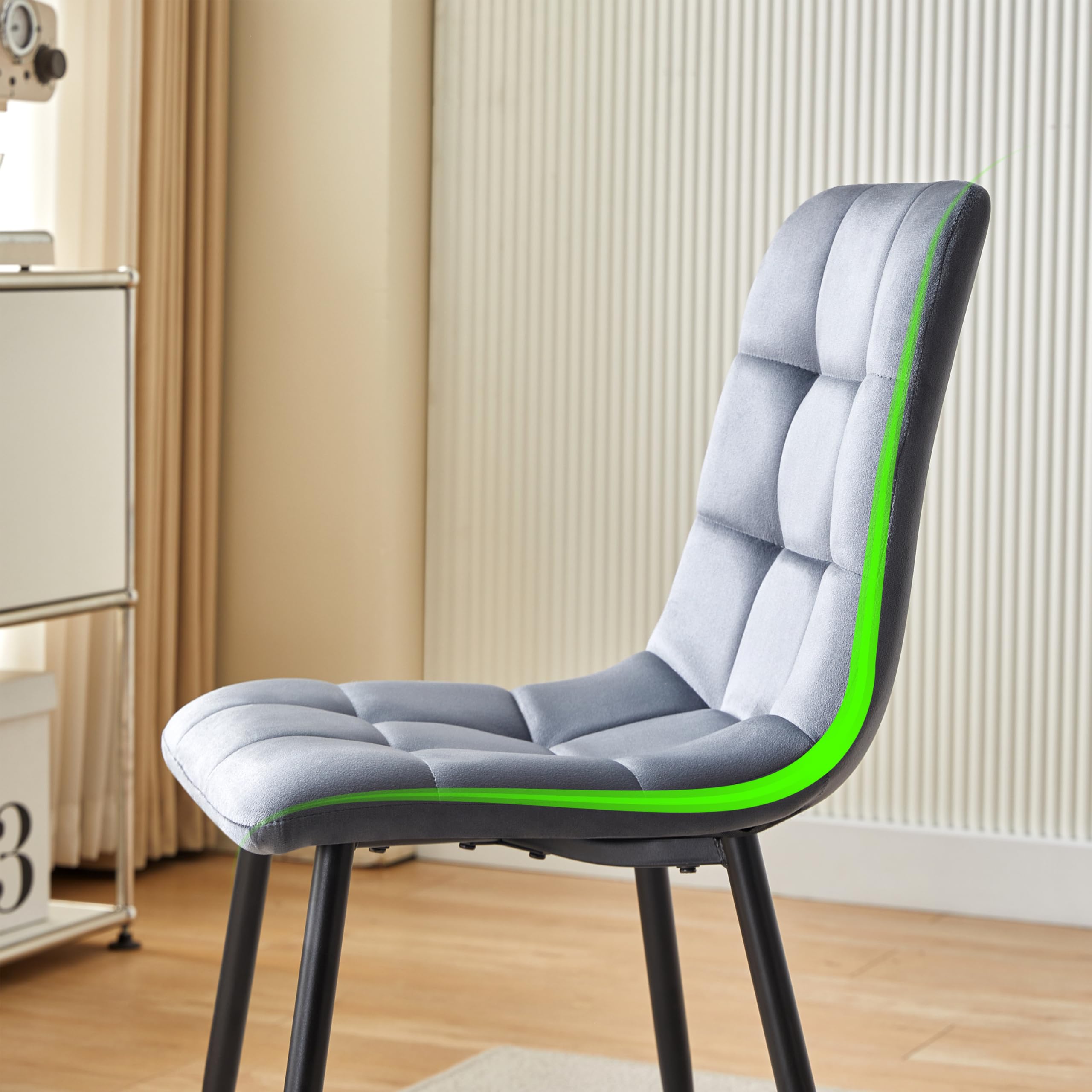 Deuline Esszimmerstühle Essstühle Samtbezug Polsterstuhl Esszimmer Stuhl Milano 4er-Set GRAU 521252