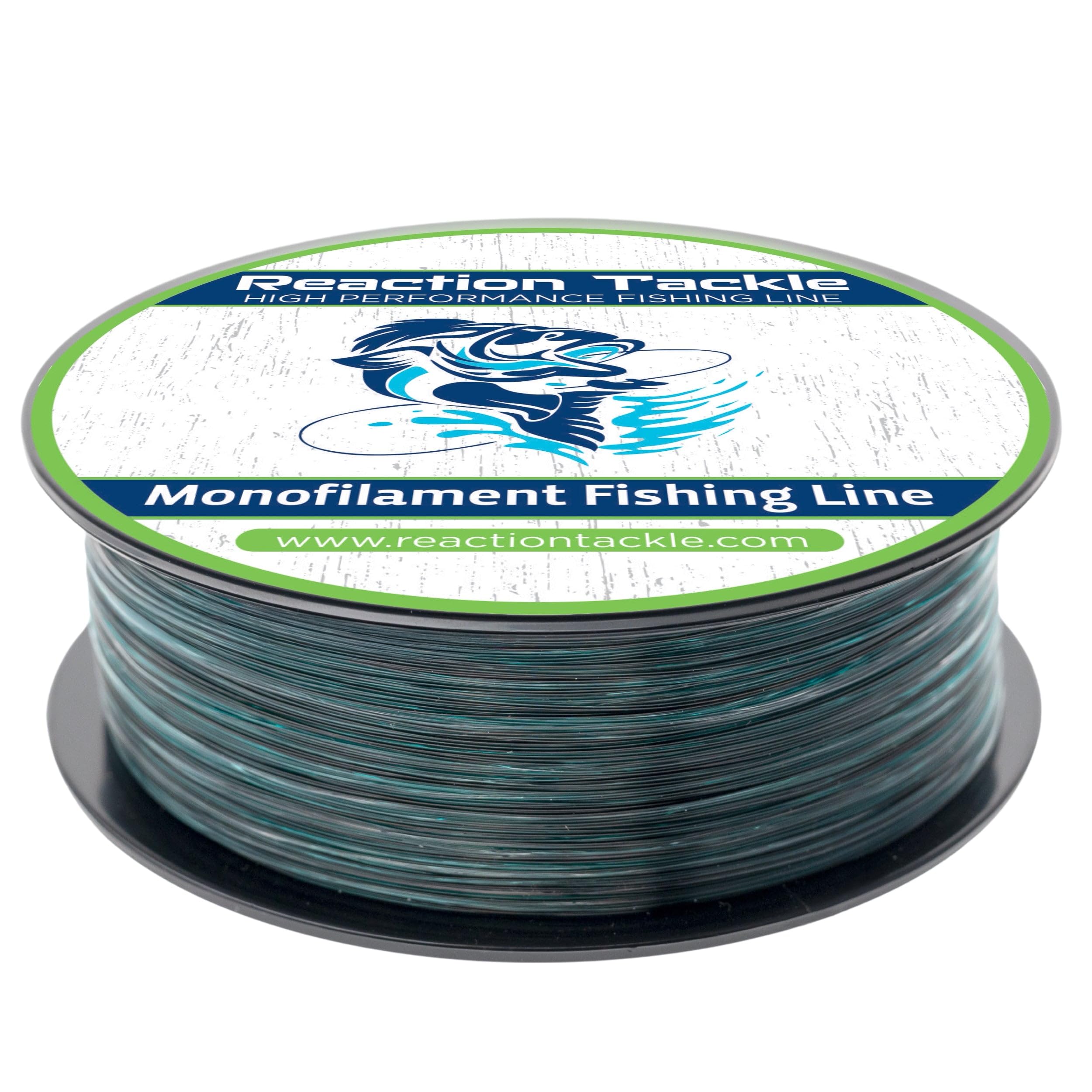 Reaction Tackle Monofilament Fishing Line - Premium Nylon Mono Line, Strong & Abrasion-Resistant, Low Memory for Smooth Long Casts - Freshwater & Saltwater - Blue Camo