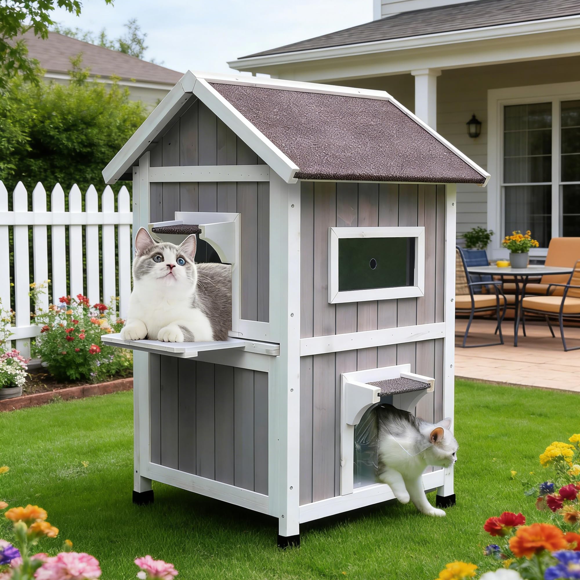 Rockever 2-Story Outdoor Cat House