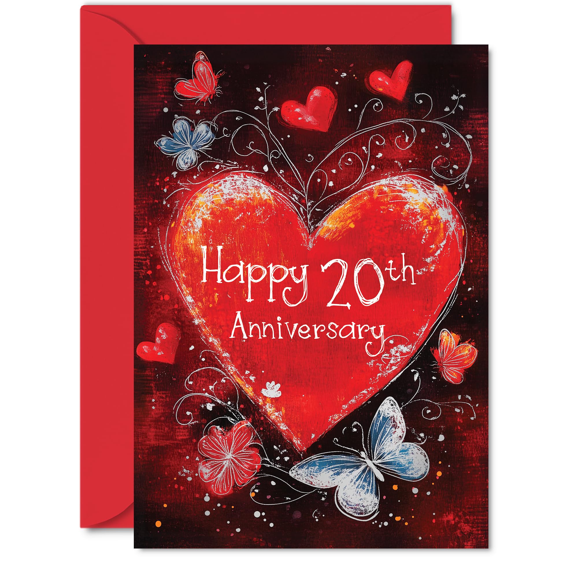 Beautiful Silver 20th Anniversary Cards for Women and Men, Love Heart