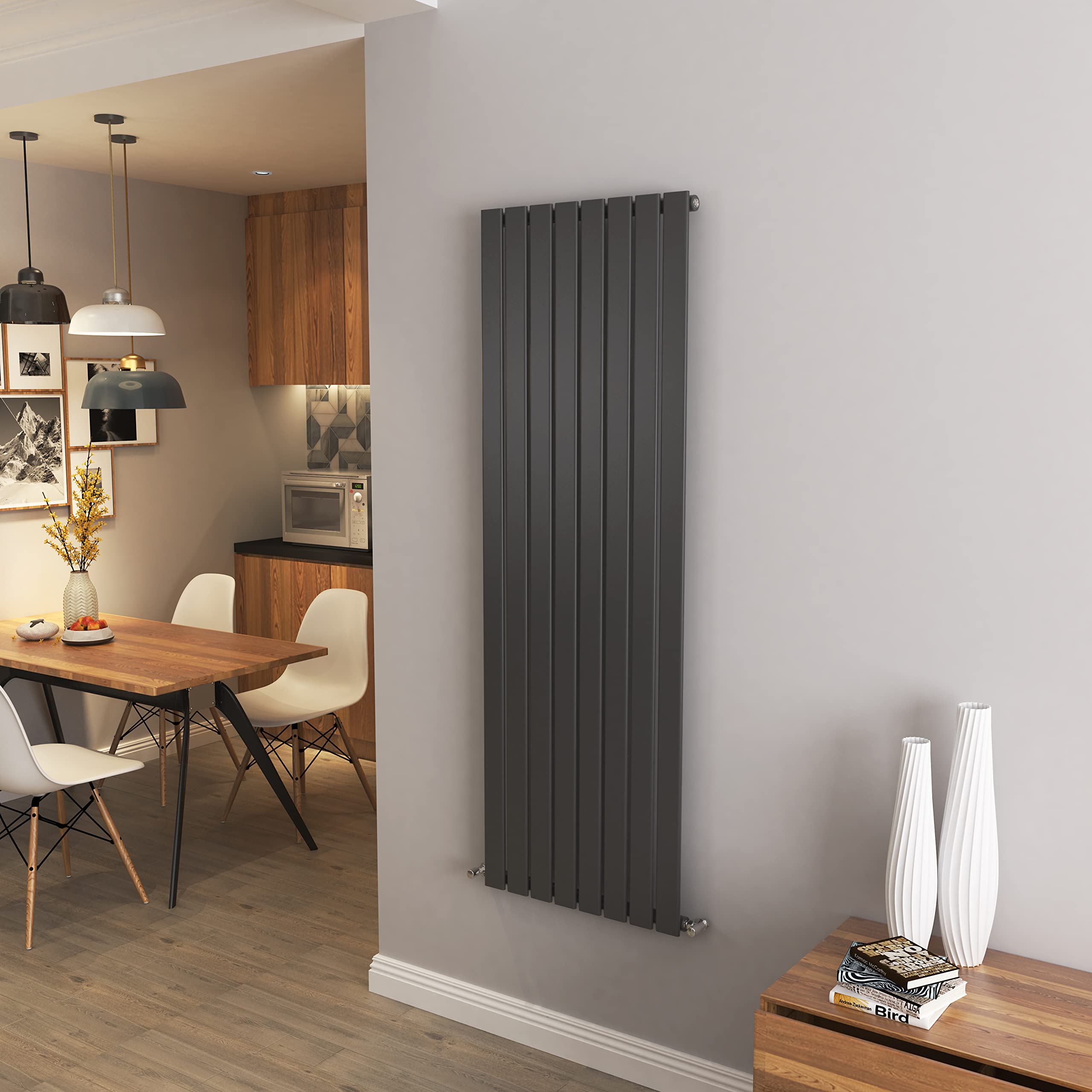 Biubiubath Anthracite Vertical Radiator Single Column Flat Panel Central Heating Radiators 1600 * 544Mm