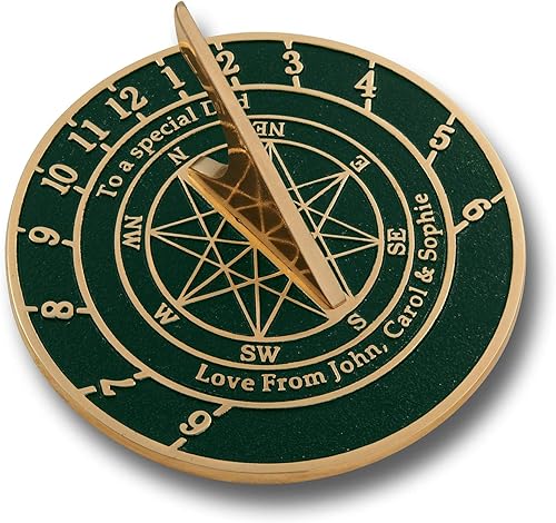 Miniatura 5 de The Metal Foundry Regalo personalizado de reloj de sol de latón inglés. Esta idea de regalo única para él o ella está hecha con tu mensaje y será el