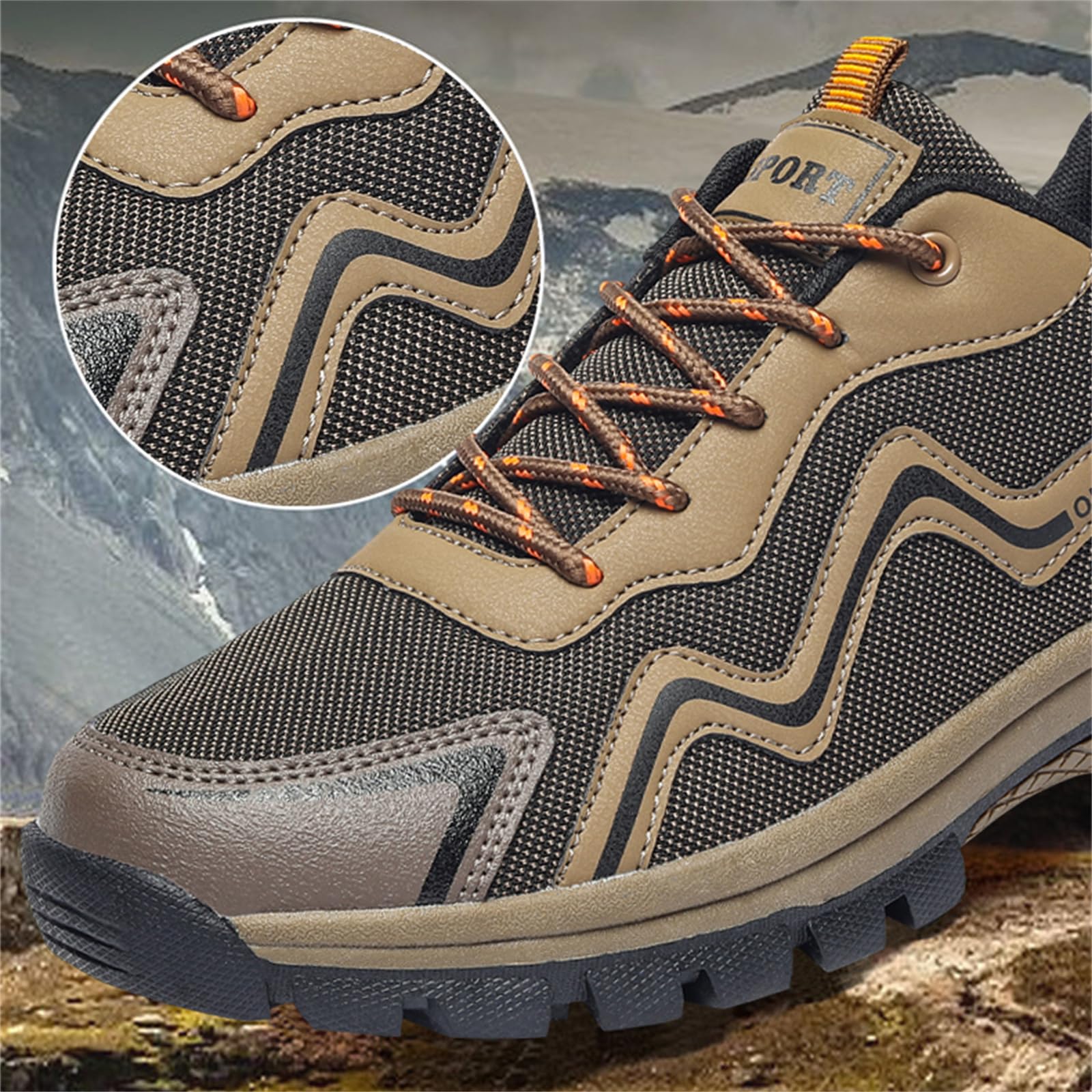 Wanderschuhe Für Herren Zum Wandern Reisen rutschfest Leicht Für Outdoor Camping Arbeit Sneakers Low Top,Braun,44 EU