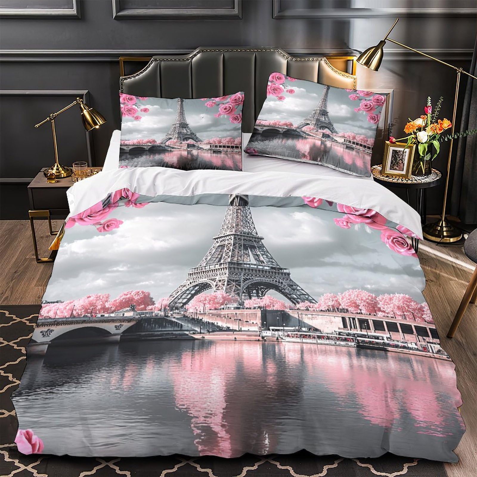 Housse de couette super douce 220x240cm résistante aux lavages pour lit King adulte