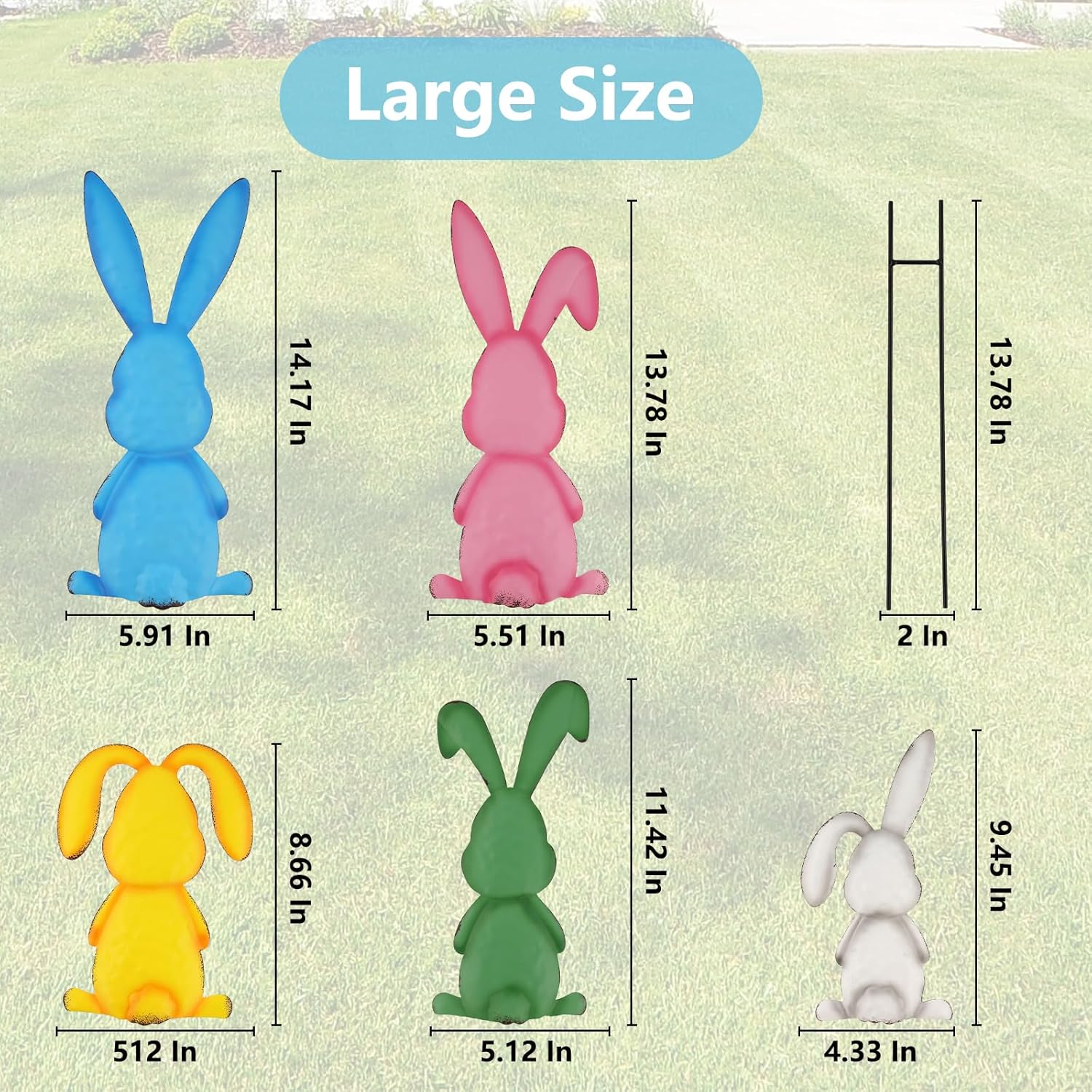 Metal Easter Yard Signs 5pcs with Stakes Welcome Peeps Bunny Garden Decorations Outdoor Holiday Welcome Signs for Happy Easter Themed Festival Party Supplies, Lawn, Garden Yard Decor