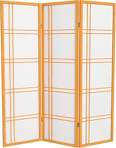 Muebles orientales de 15 mts Pantalla Shoji de doble cruz alta - miel - 3 paneles Madera Honey