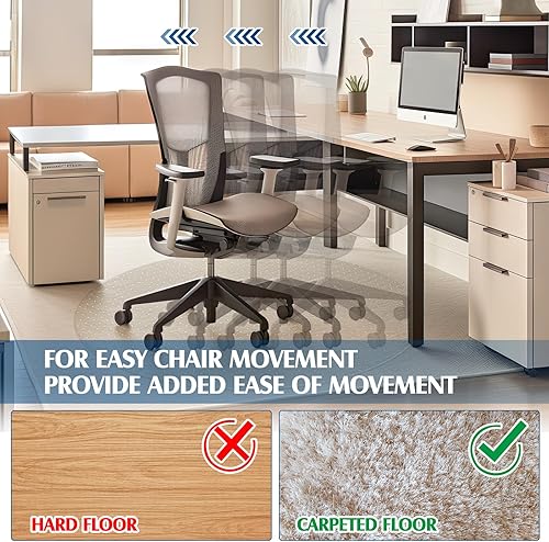 Miniatura 3 de Tinideya Tapete redondo para silla de oficina de 45 pulgadas, transparente con borde extendido, protector de alfombra transparente para computadora,