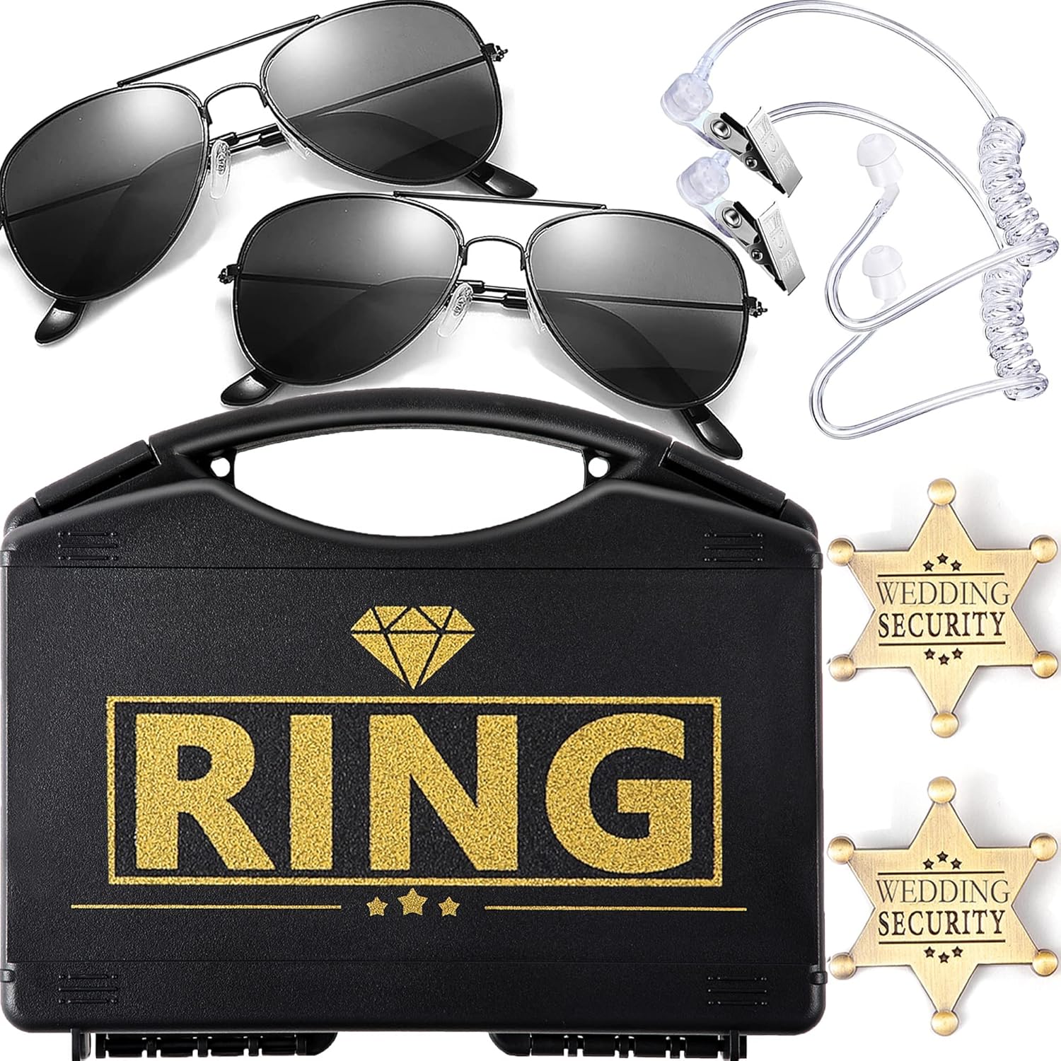 Ring Wedding Security Set - Bearer + Glasses + Earpiece + Badge - Proposal & Cosplay