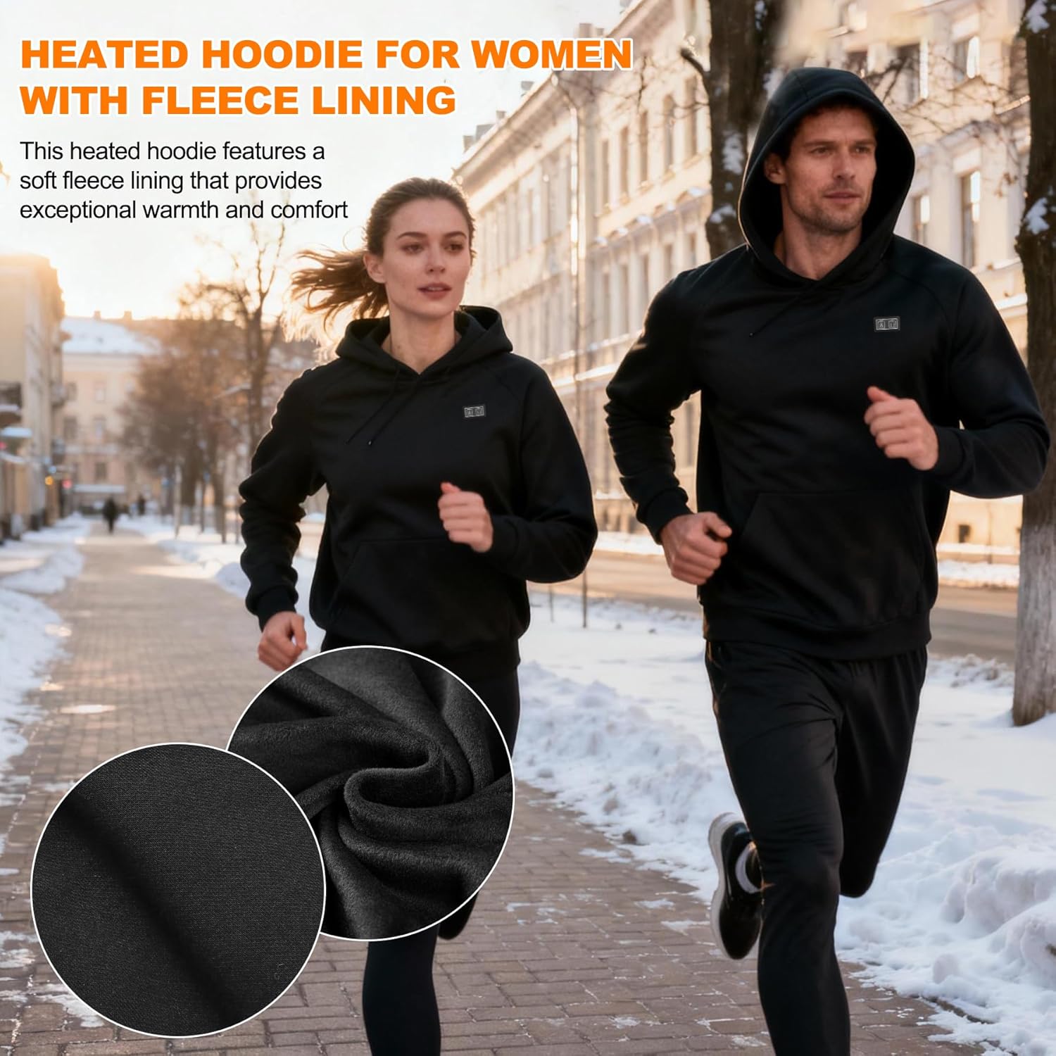Heated Hoodie for Women Men with Fleece Lining 7.4V 16000mAh Battery Heated Pullover Hooded Heated Sweatshirt - Image 6
