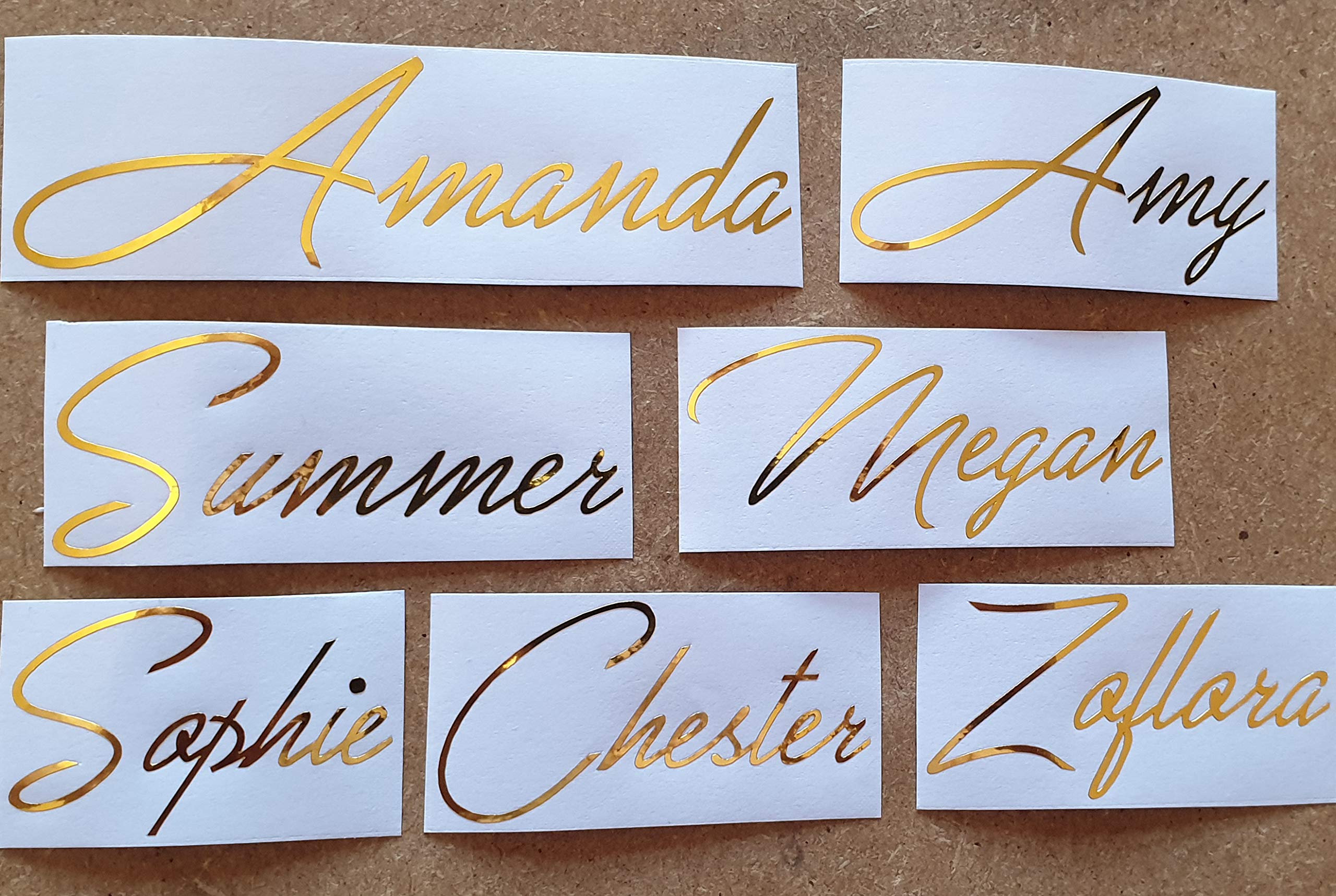 Modern Personalised Vinyl Name Stickers - Beautiful Premium Gold Colour - Perfect for Bottles - Glasses - Weddings and Other Events - Label Decal