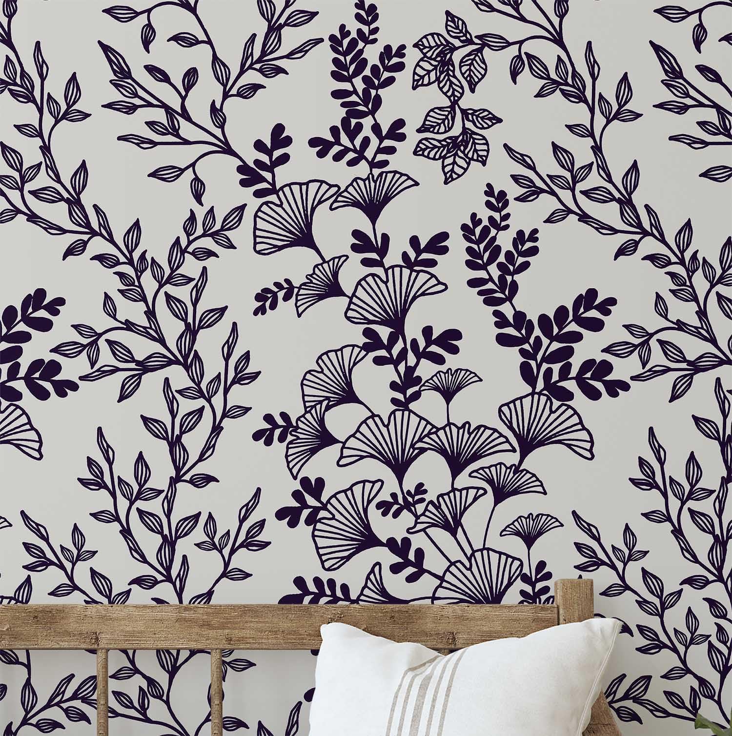 Papier peint botanique violet amovible autocollant de salle de bain
