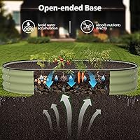 Vista 5 de Kit de Cama de Jardín Elevada, Caja de Plantación Galvanizada de 6 x 3 x 1 pies para Exteriores con Bordes de Seguridad, Camas Elevadas de Metal