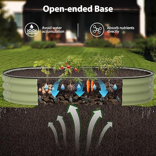 Miniatura 7 de Winpull Kit de cama de jardín elevada, macetas grandes galvanizadas para exteriores, con bordes de seguridad y guantes, camas de jardín elevadas de