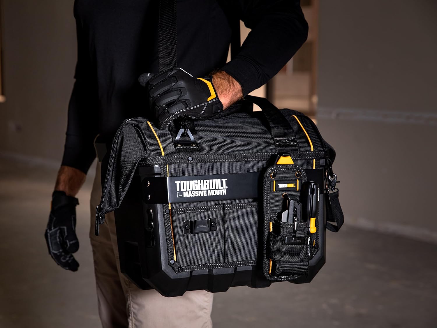 ToughBuilt ClipTech Series - Massive Mouth 16" Tool Bag, Heavy-Duty Wide-Opening Tool Bag with Hard Body Construction & Reinforced Handles for Jobsite Use (TB-CT-62-16A)