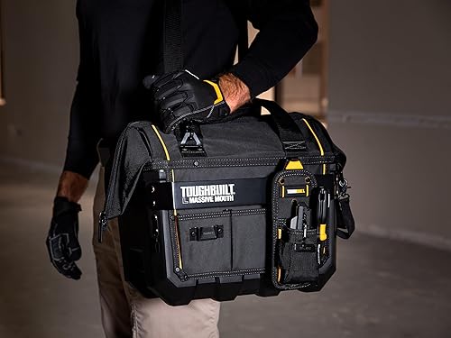 Miniatura 9 de ToughBuilt - Bolsa de herramientas de boca masiva de 16 pulgadas, bolsa de herramientas de gran apertura resistente con estructura de cuerpo duro,