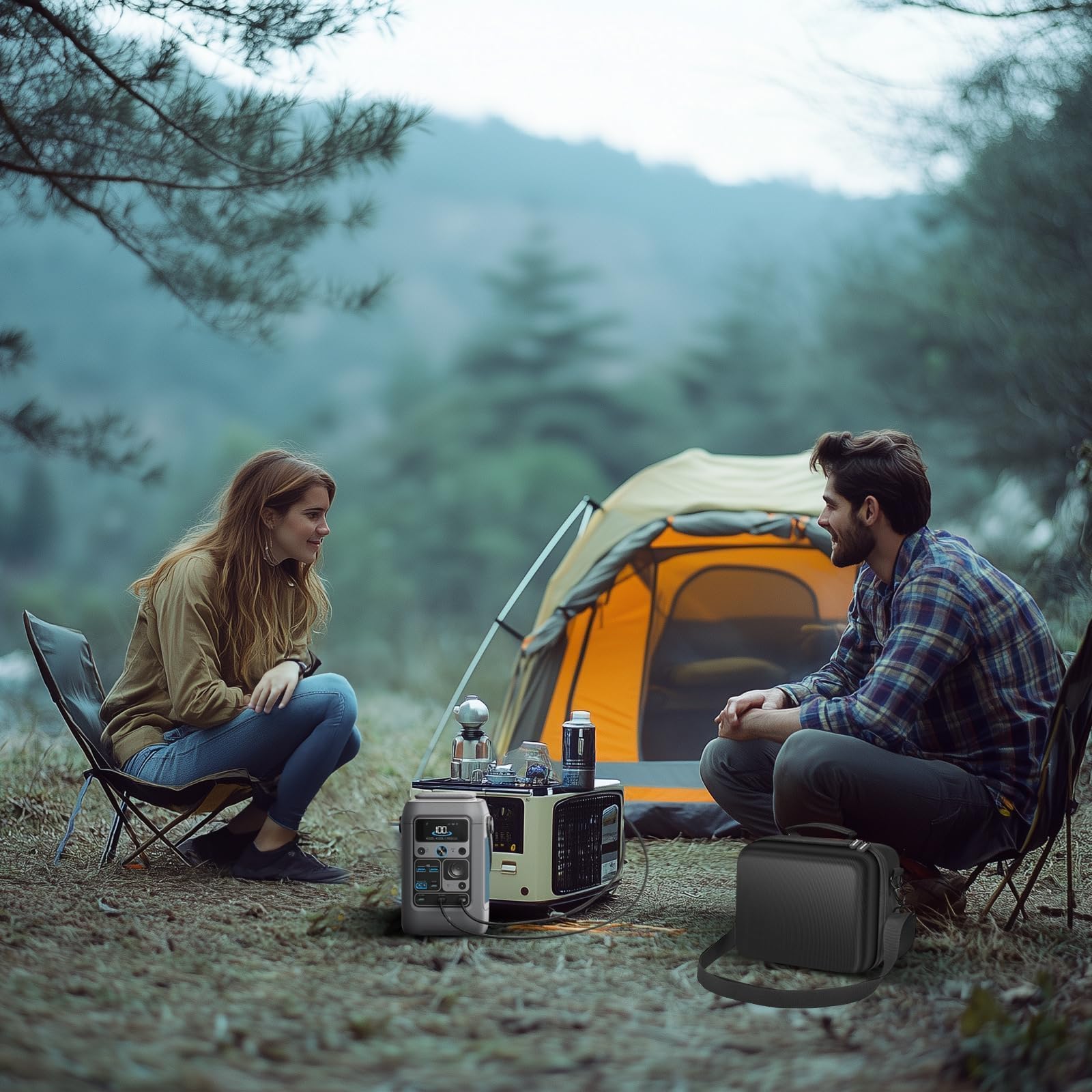 ANKHOH Powerbank-Hülle für Anker Solix C200 DC, für Solix C300 DC Solar-Kraftstation, Generator-Ladegerät, Akku-Aufbewahrungshalter, Schutzhülle für Outdoor-Camping, Reisen (nur Box), Schwarz , 9*7.5