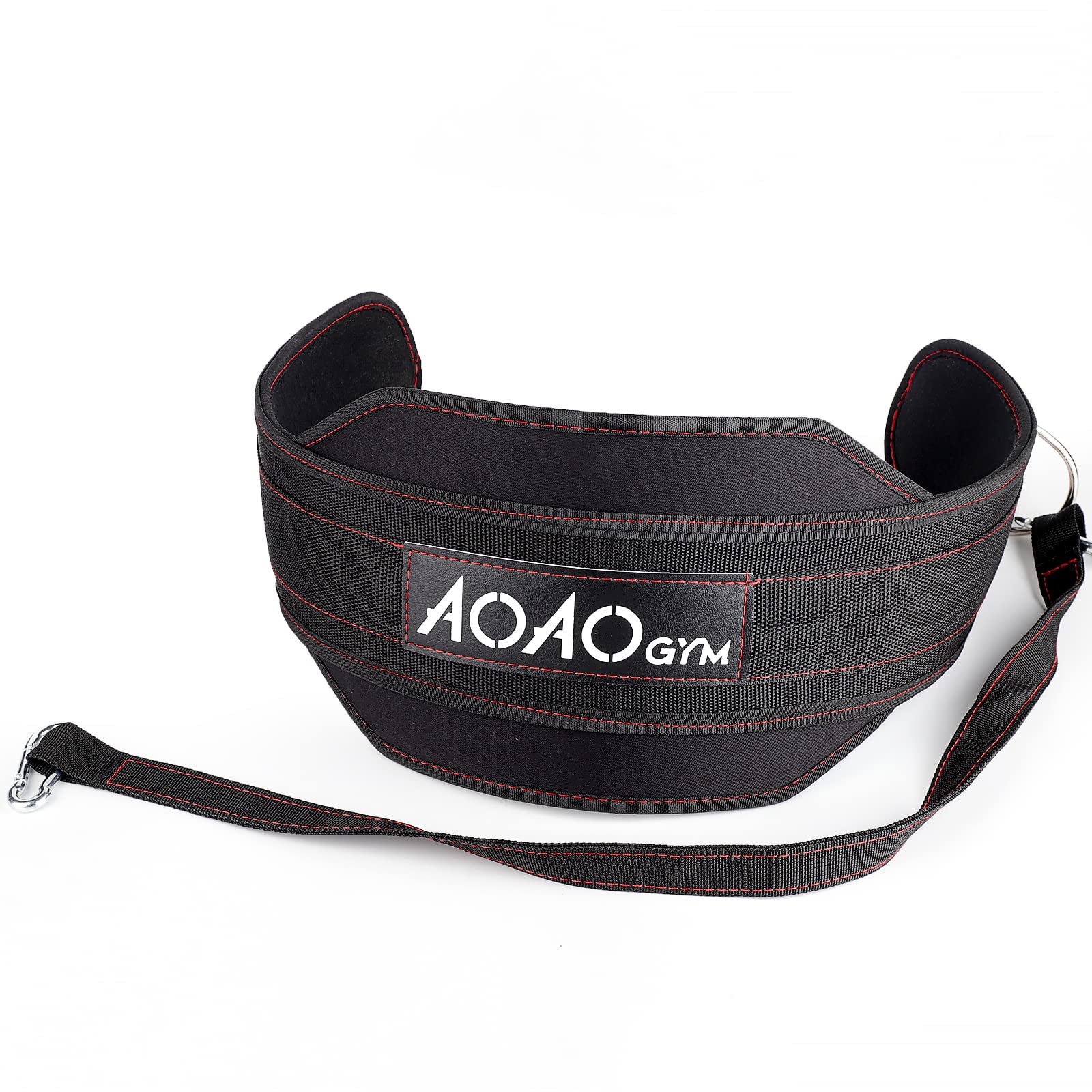 Dip Belt for Weight Lifting, Dip Belt with Chain for Men, Gym Workout Pull Up Dipping Belt for Powerlifting, Squat, Bodybuilding, Strength Training, Weighted Belt for Dips (Black-Red)