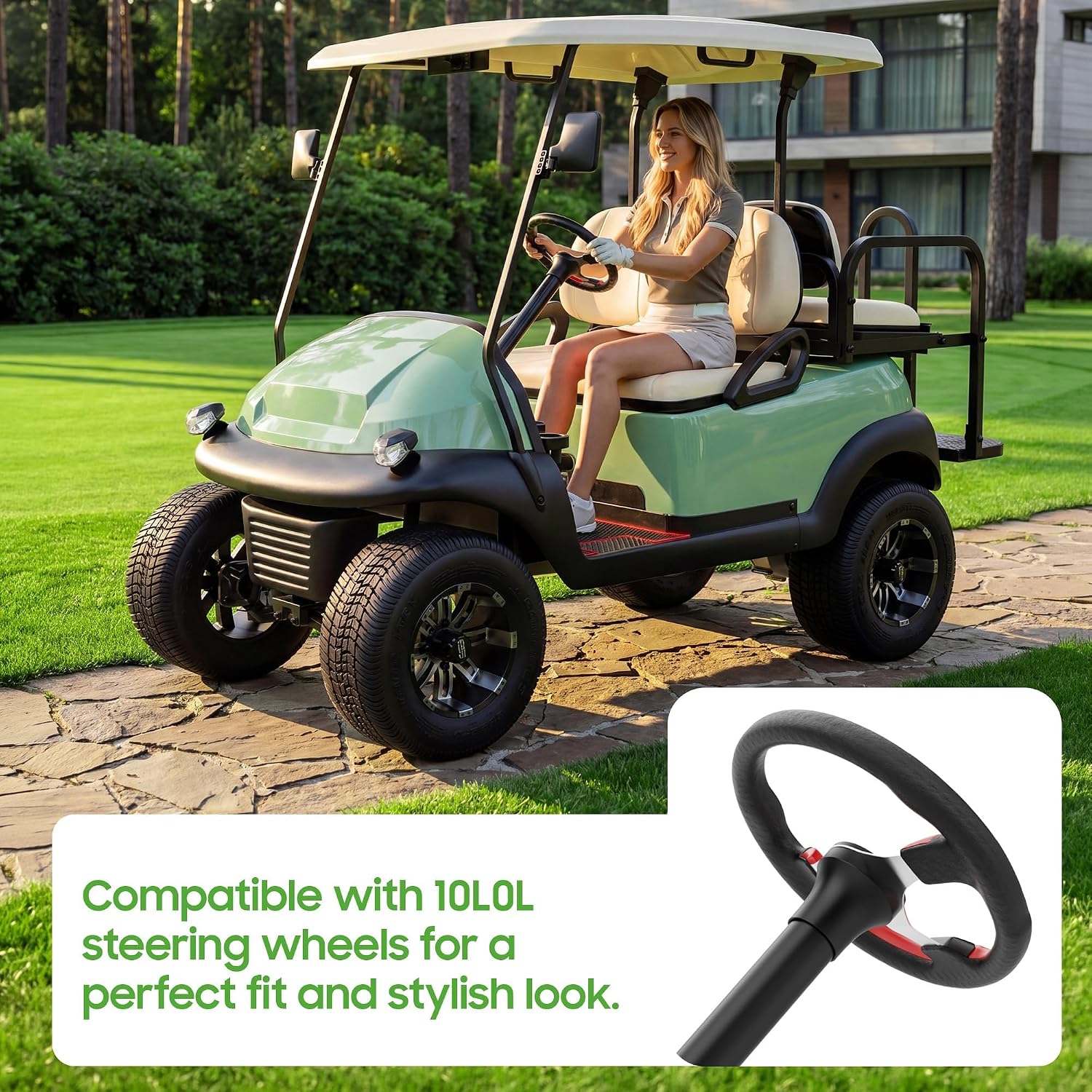 10L0L Golf Cart Steering Wheel Adapter for Club Car Precedent/Tempo/Onward, Aluminum Black Hub Fits 5 to 6 Hole Universal Steering Wheels, Durable Anti-Corrosion Golf Cart Accessories image 5