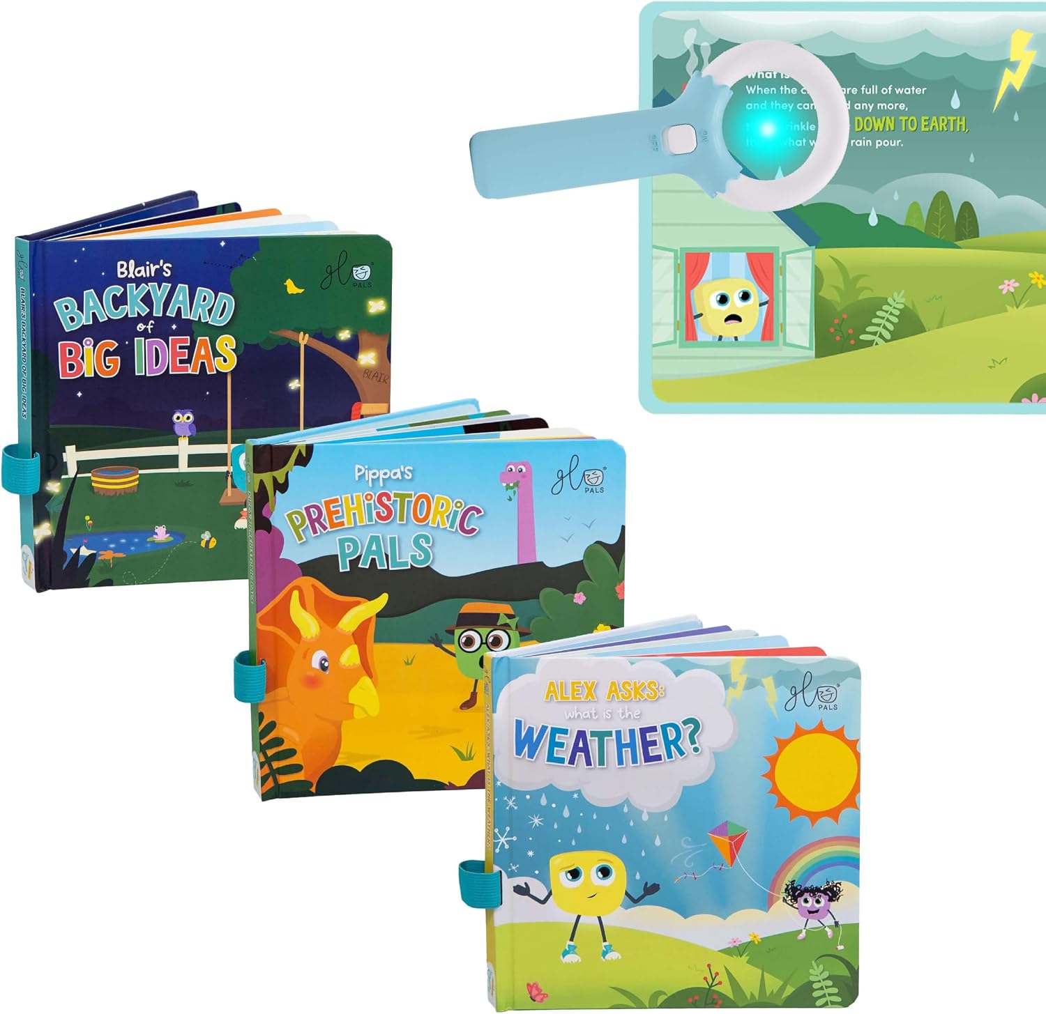 Glo Pals Light-Up Kids Books 3-Pack Library, Early Reader Stories that Glow