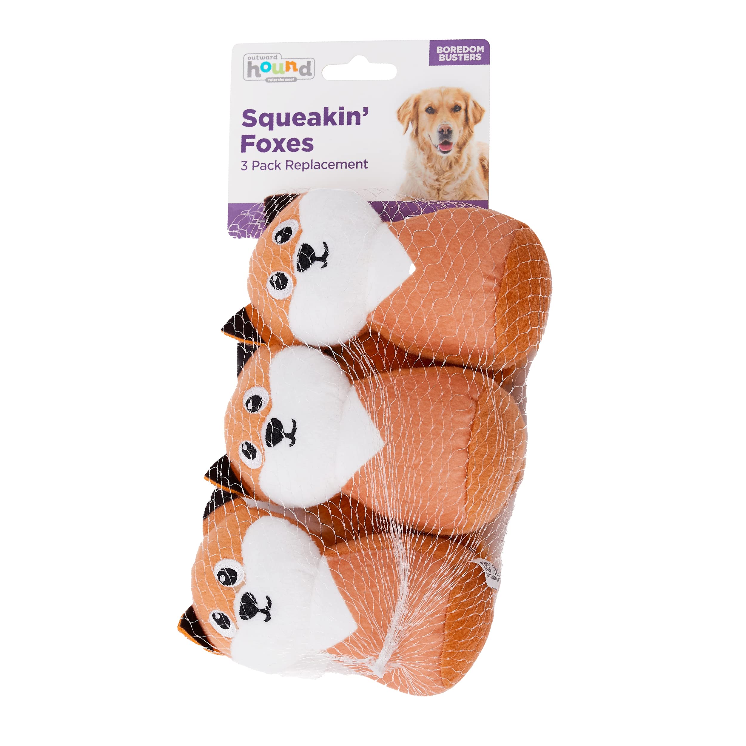 Outward Hound Squeakin' Fox Hide A Puzzle Plush Replacement Dog Toys - 3 Pack - image 2