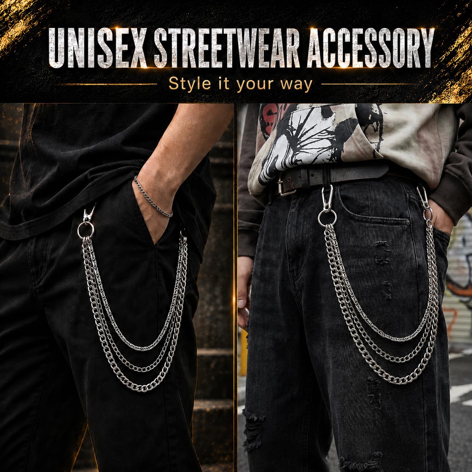 SABOZE Pants Chain Wallet Chain, Layered Chain for Jeans image 5