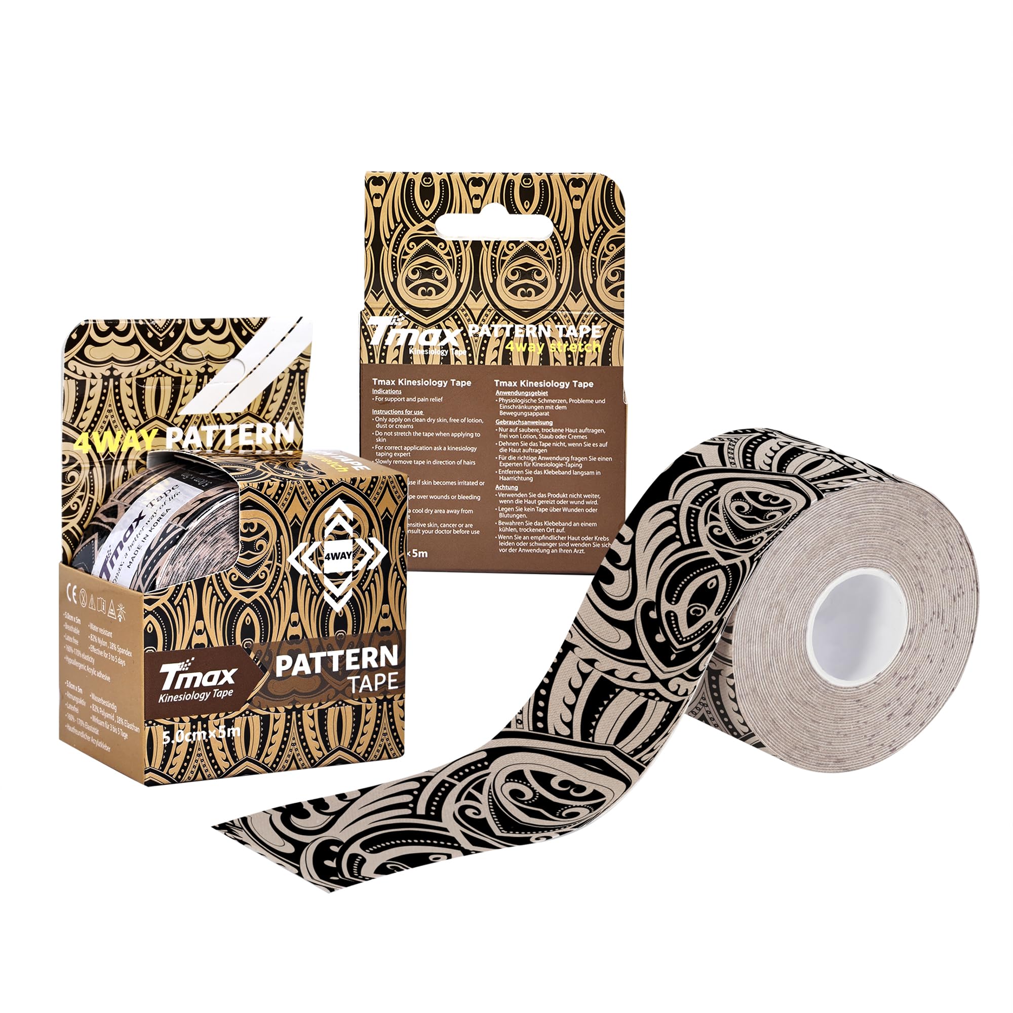 Tmax Waterproof Kinesiology Tape | Physio Tape 4 Way Stretch Sports Tape for Injury, Muscle Support, Pain Relief, Joint Support and Physiotherapy (5 m * 5 cm) Tattoo (B0CQ8372ZB) Amazon Price History, Amazon Price Tracker