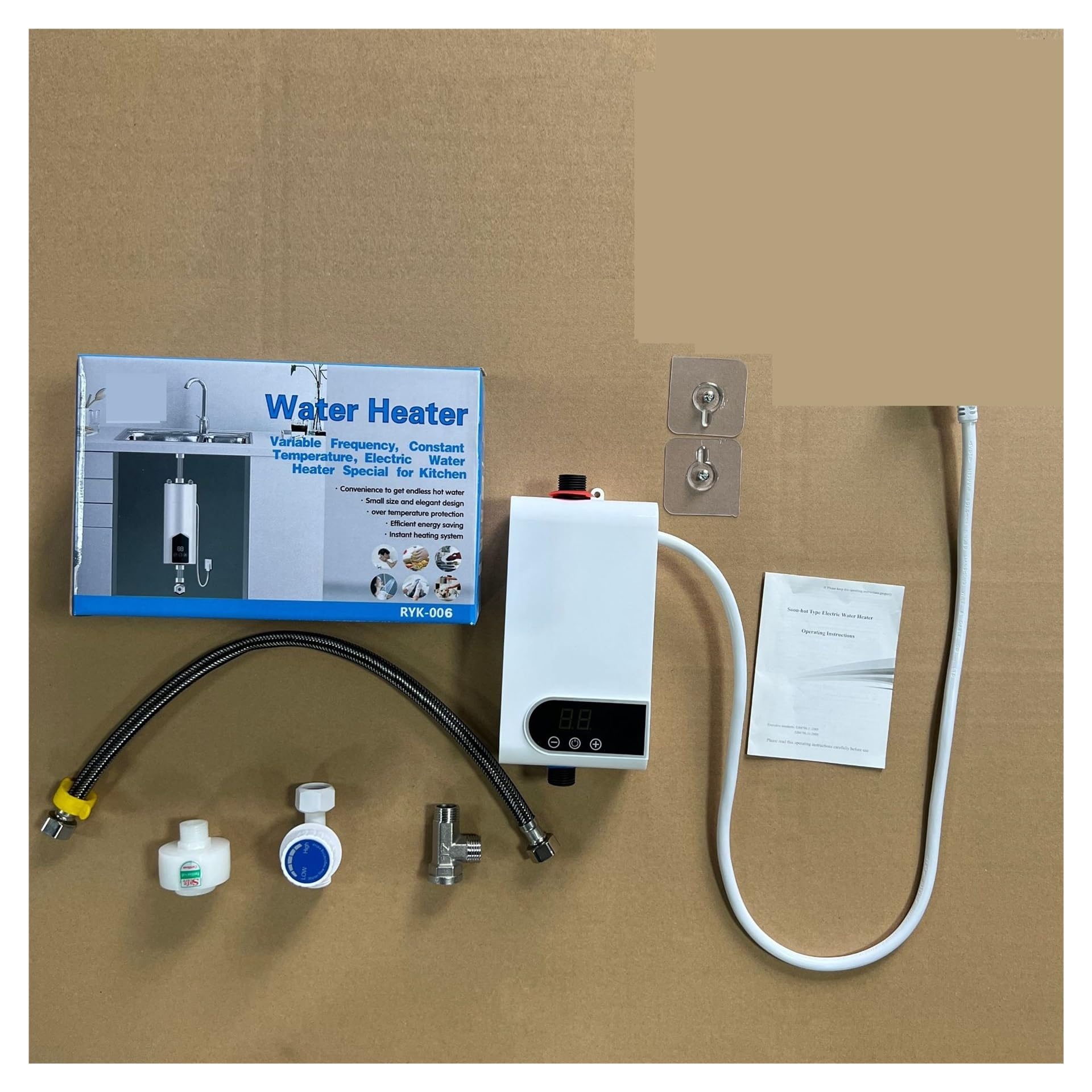 Calentador De Agua Instantáneo De 5500W, Grifo Instantáneo Sin Depósito, Grifo De Cocina, Grúa De Agua Caliente, LED Digital para ducha(Kitchen treasure)