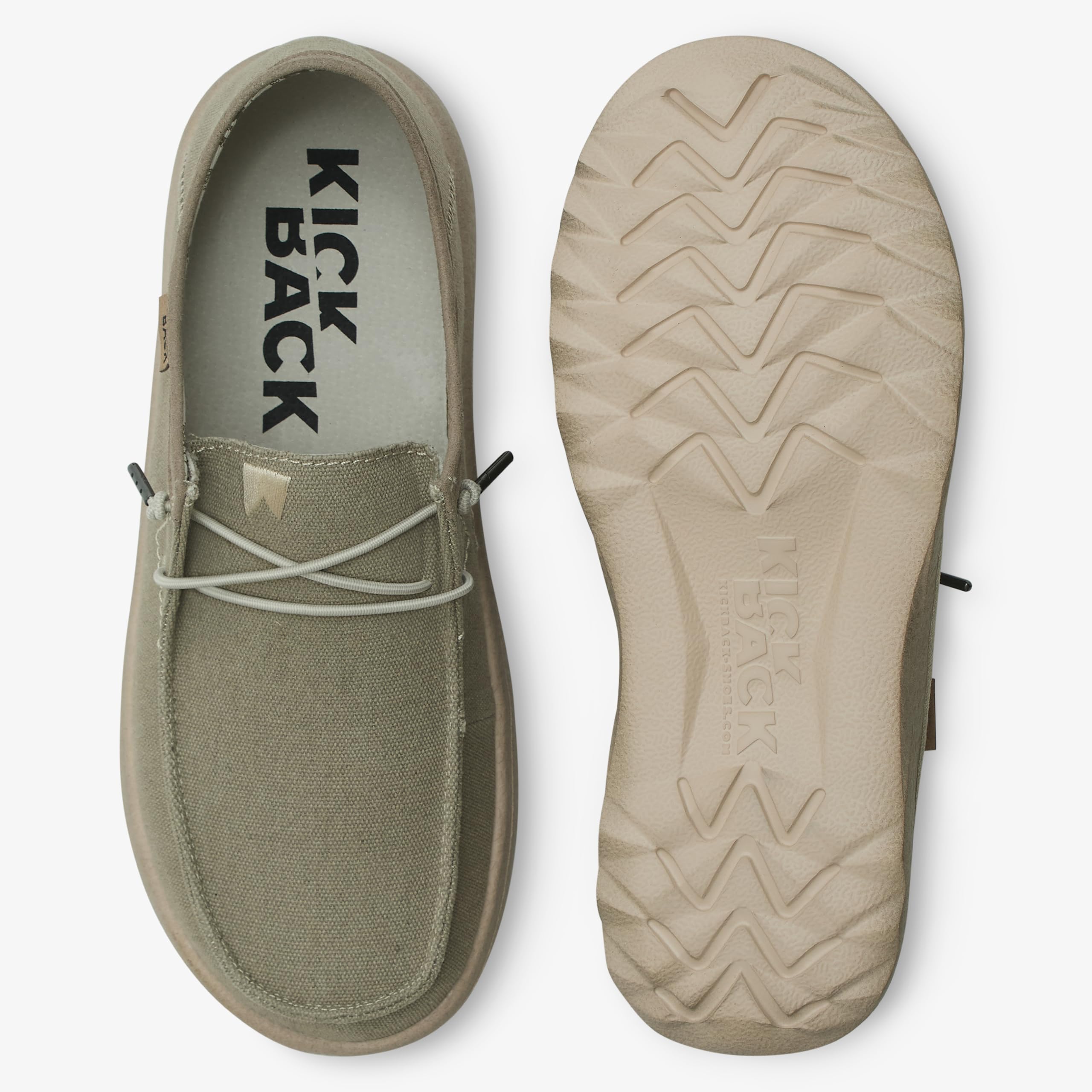 Kickback Lounger Zapatos de Verano para Hombre en Lona – Mocasines Slip‑On sin Cordones con Cordones Elásticos – Zapatillas Ligeras para Interior y Exterior con Suela Antideslizante