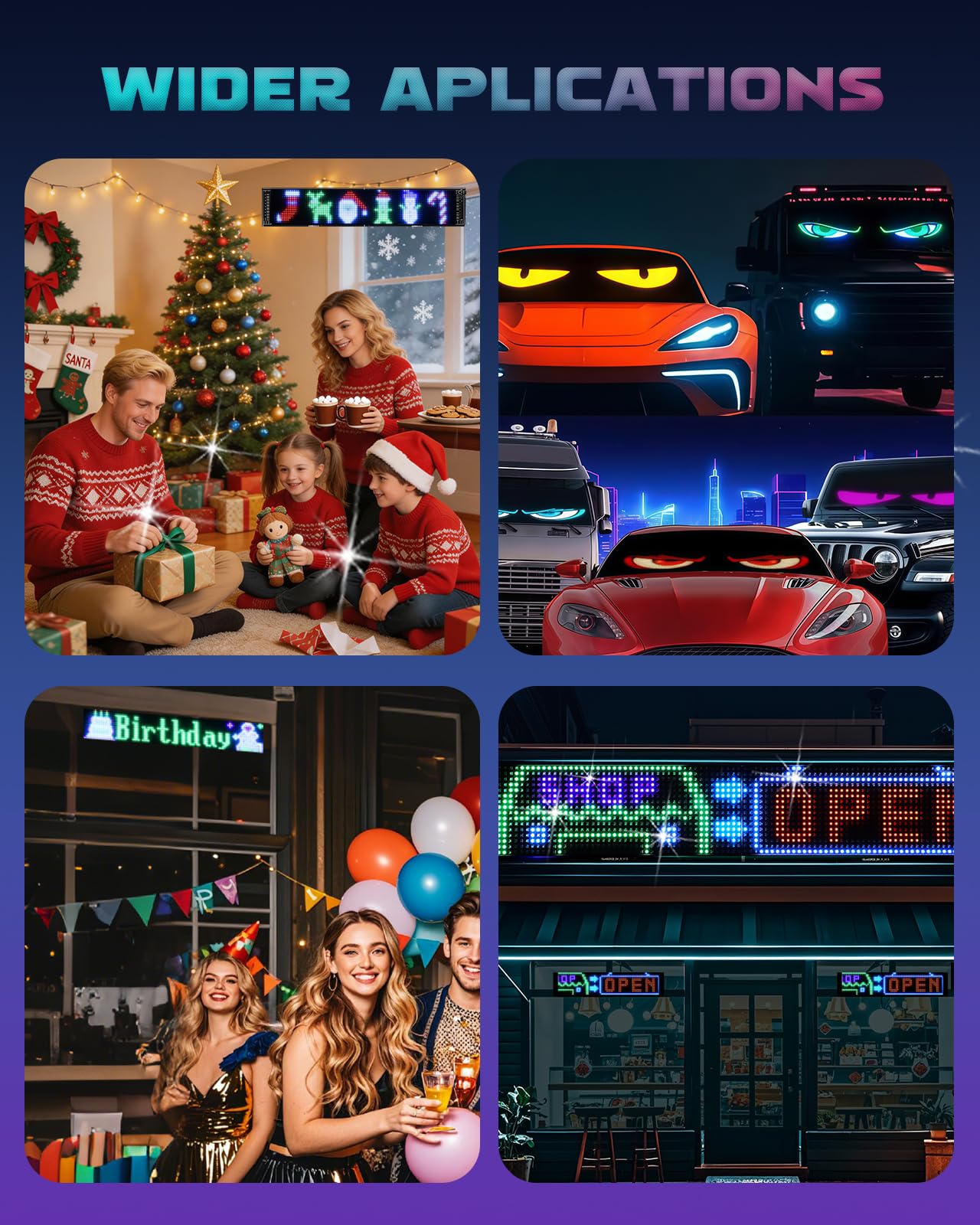 Pizarra LED programable USB 5V App Control de texto ajustable Animación Graffiti Super Luminoso Cartel Publicidad para Car Store Hotel (59x12 cm)