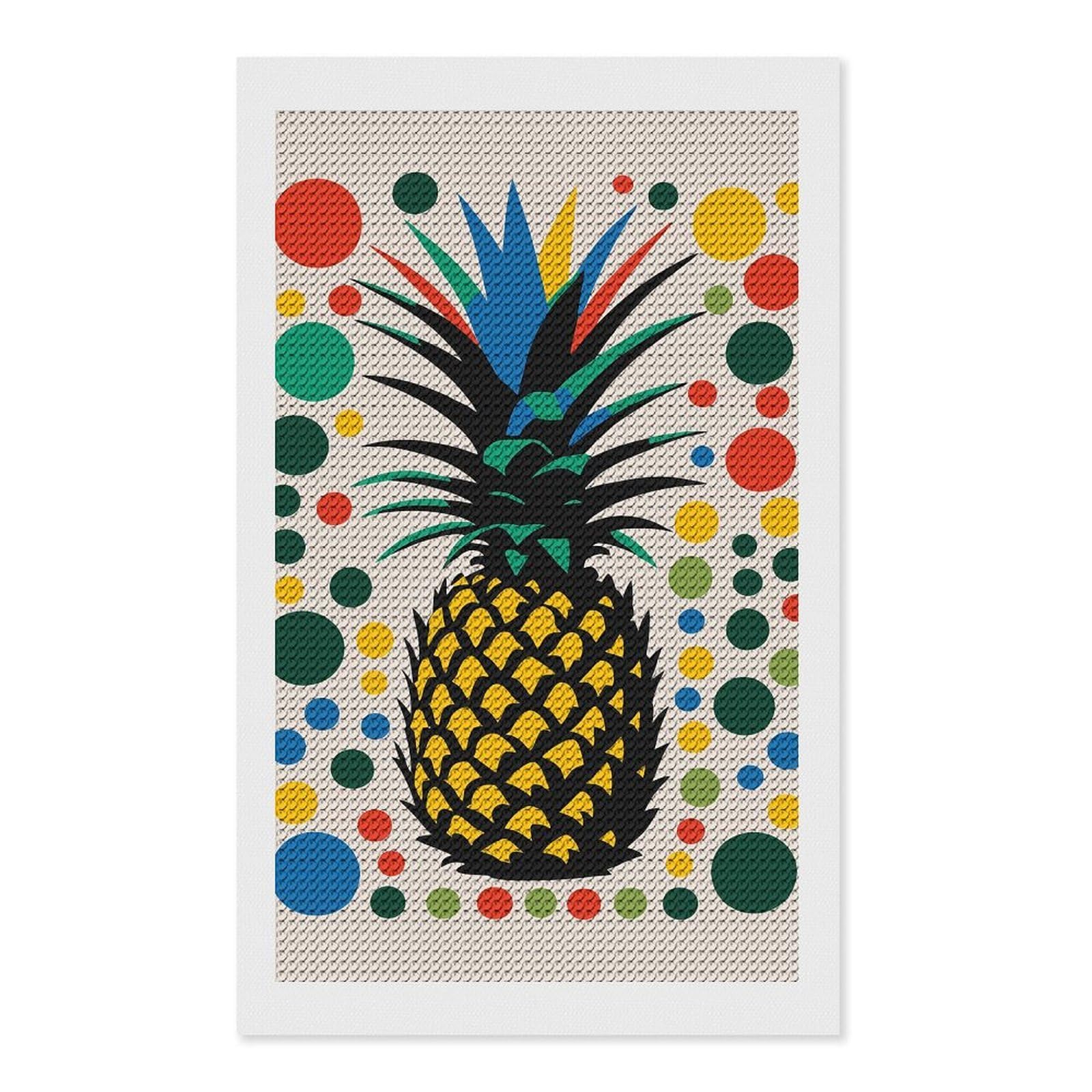 Junmoney Colorful Pineapple Diamond Painting Canvas Set 12"x20", Boho Decor, for Craft Lovers, Easy Handmade Project, Holiday Gift Idea