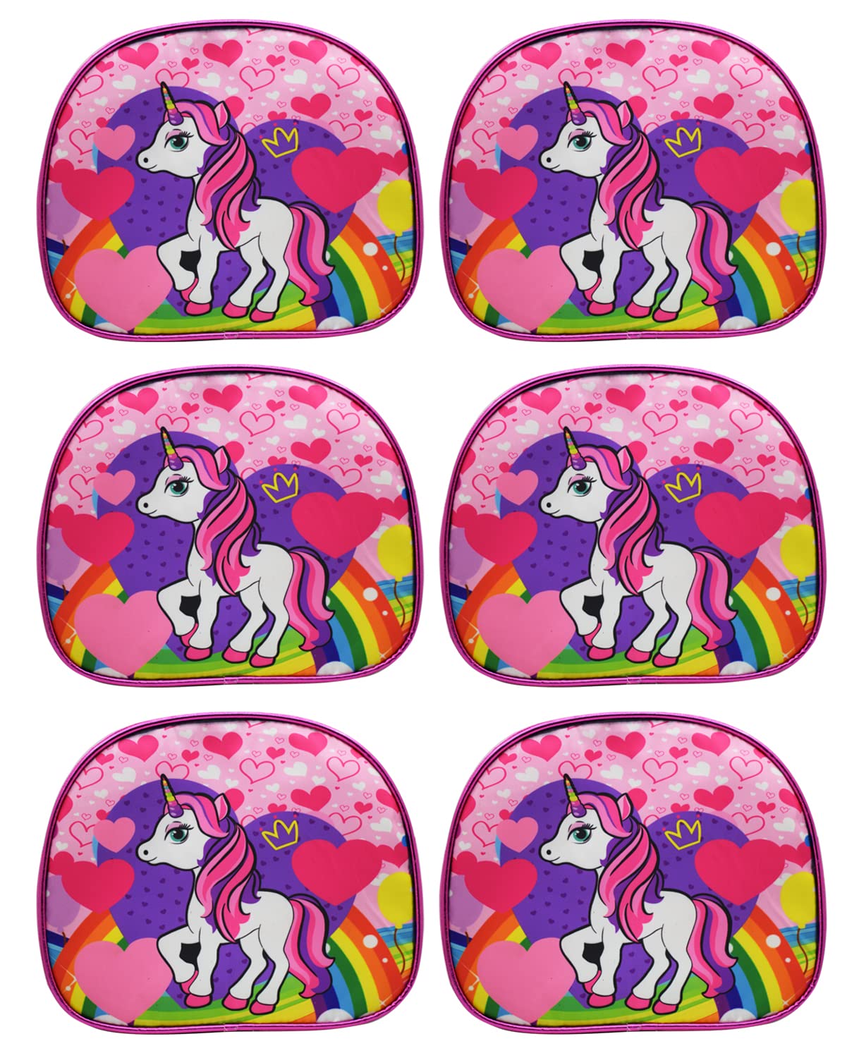 Asera Polycotton Unisex Birthday Return Gifts Sling Bag/Picnic Bag Cartoon Theme Bags For Kids (Unicorn Set Of 6 Pcs), Multicolour
