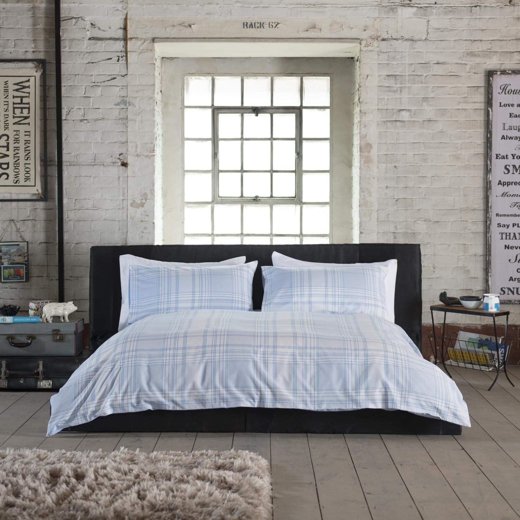 Deyongs Studio 1846 Level Crossing 100% Cotton Bedding Duvet Cover 2 Pillowcase Set, Blue - King Size