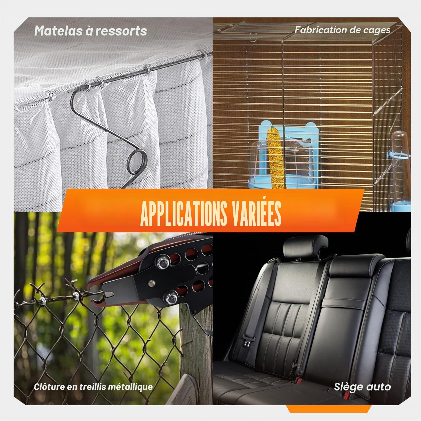 KAMSIN K-SC7E 15GA pince à C pneumatique long bec pour gabions | Couronne 19mm, fermeture 7mm, bec allongé pour espaces étroits, qualité industrielle 15GA, pour cages, clôtures et sièges