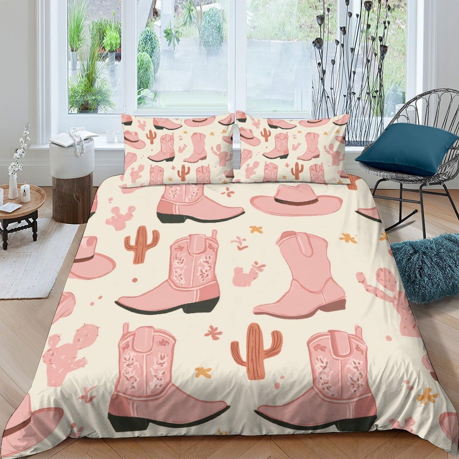 Ctjqhvkz Style-1 3D Printed Cowboy Boot Fitted Sheet Microfiber Soft Breathable Western Hat Bed Cover For Bedroom Decor Single（135X200cm）