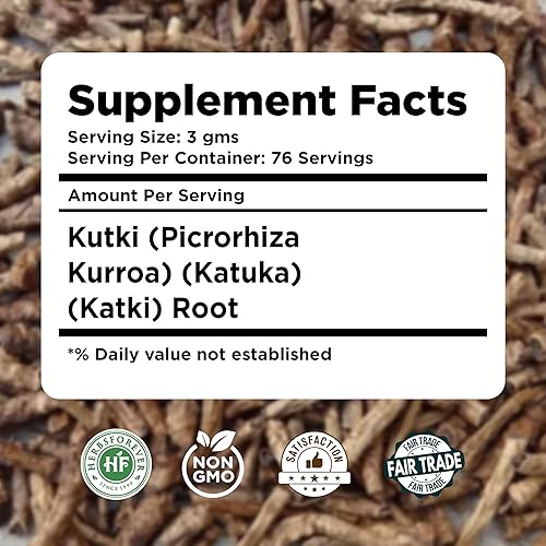 Miniatura 3 de HerbsForever Polvo Kutki – Picrorhiza Kurroa – Ayuda en la salud del hígado – Purificador de sangre – Sin OMG, orgánico, vegano – 230 GMS