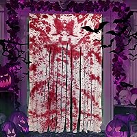 Vista 7 de Paquete de 2 cortinas de Halloween con murciélagos, 3.3 x 5.4 pies, cubierta de puerta de garaje Pocus para decoración al aire libre, paño blanco
