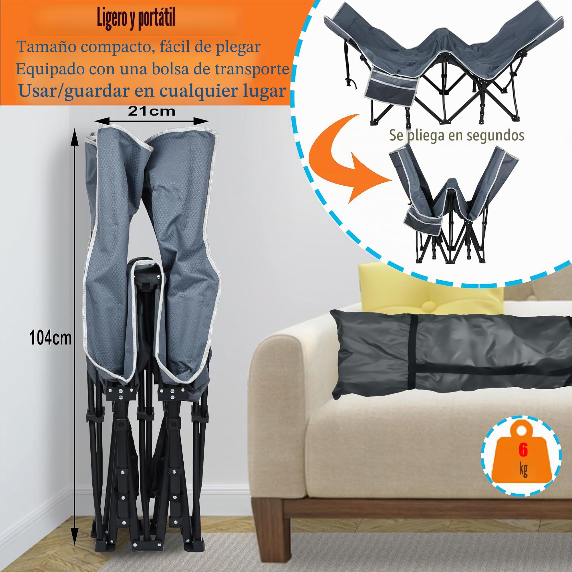 ACXIN Cama de campo, cama de camping estable, plegable, de hasta 250 kg con bolsa de transporte y bolsa lateral, ideal para viajes al aire libre, interior, camping, camas de invitados, playa y jardín