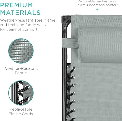 Miniatura 133 de Best Choice Products Silla reclinable plegable de gravedad cero para exteriores, de patio, para salón al aire libre, con toldo ajustable, Bandera