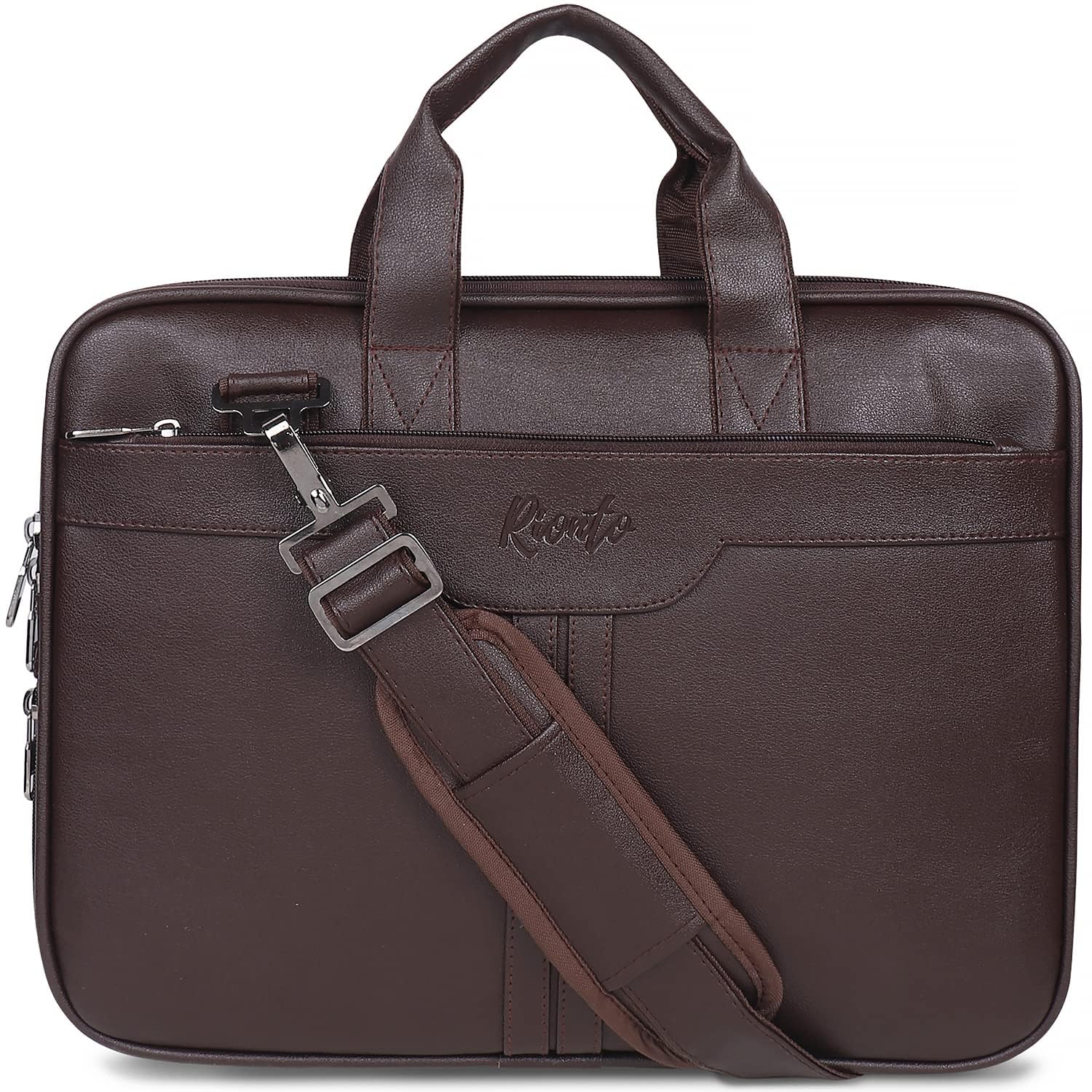 RIONTO Elite Vegan Leather Laptop Bags for Men Office Use | Upto 15.6 inch | Expandable Bottom | Mobile & Pen Compartment with Multiple Organizers | Professional Office Bag for Man & Women - Tan — Amazon image 12