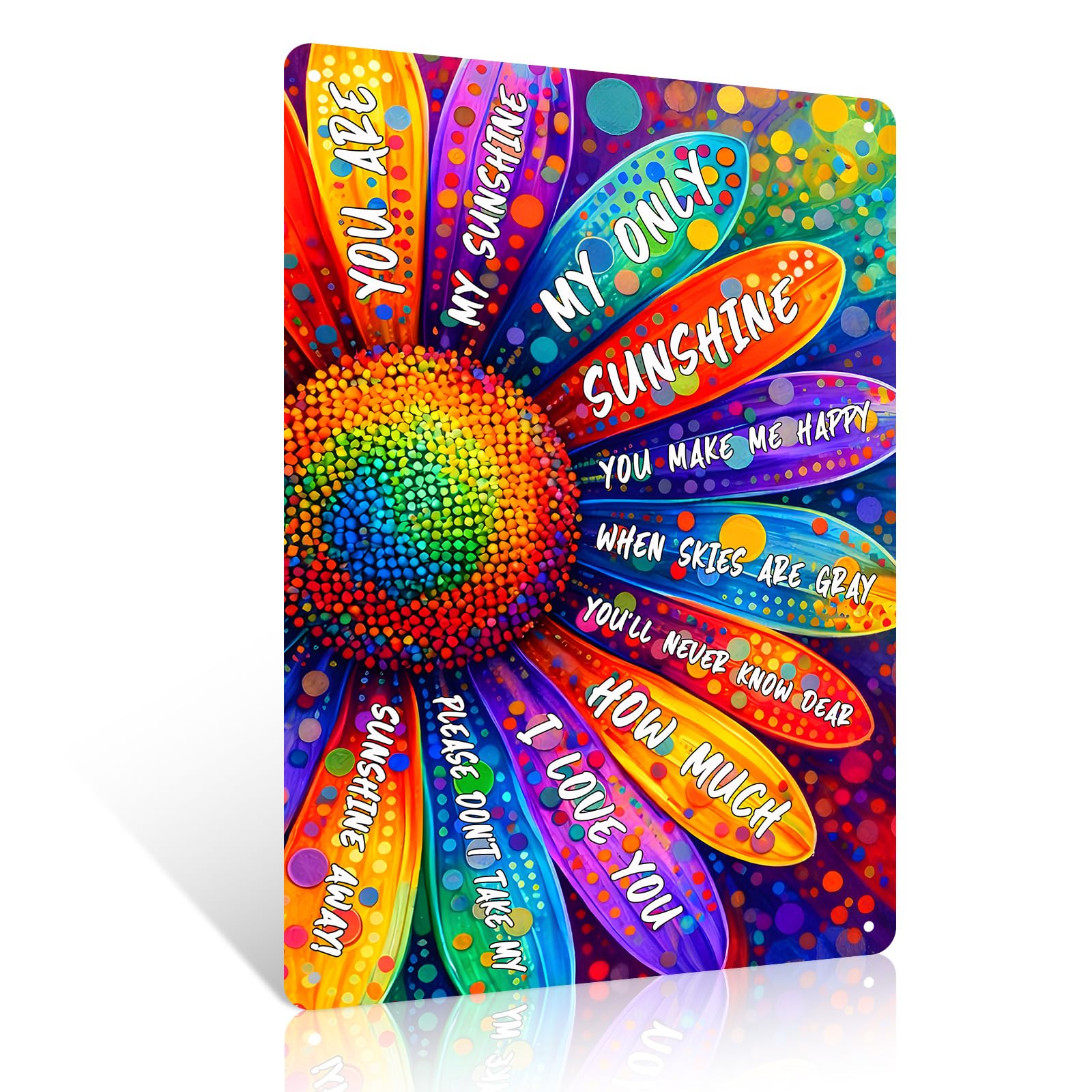 Ulord Flower Rainbow Inspirational Sunflower Rainbow Metal Sign 8X12 Inch Inspirational Wall Art