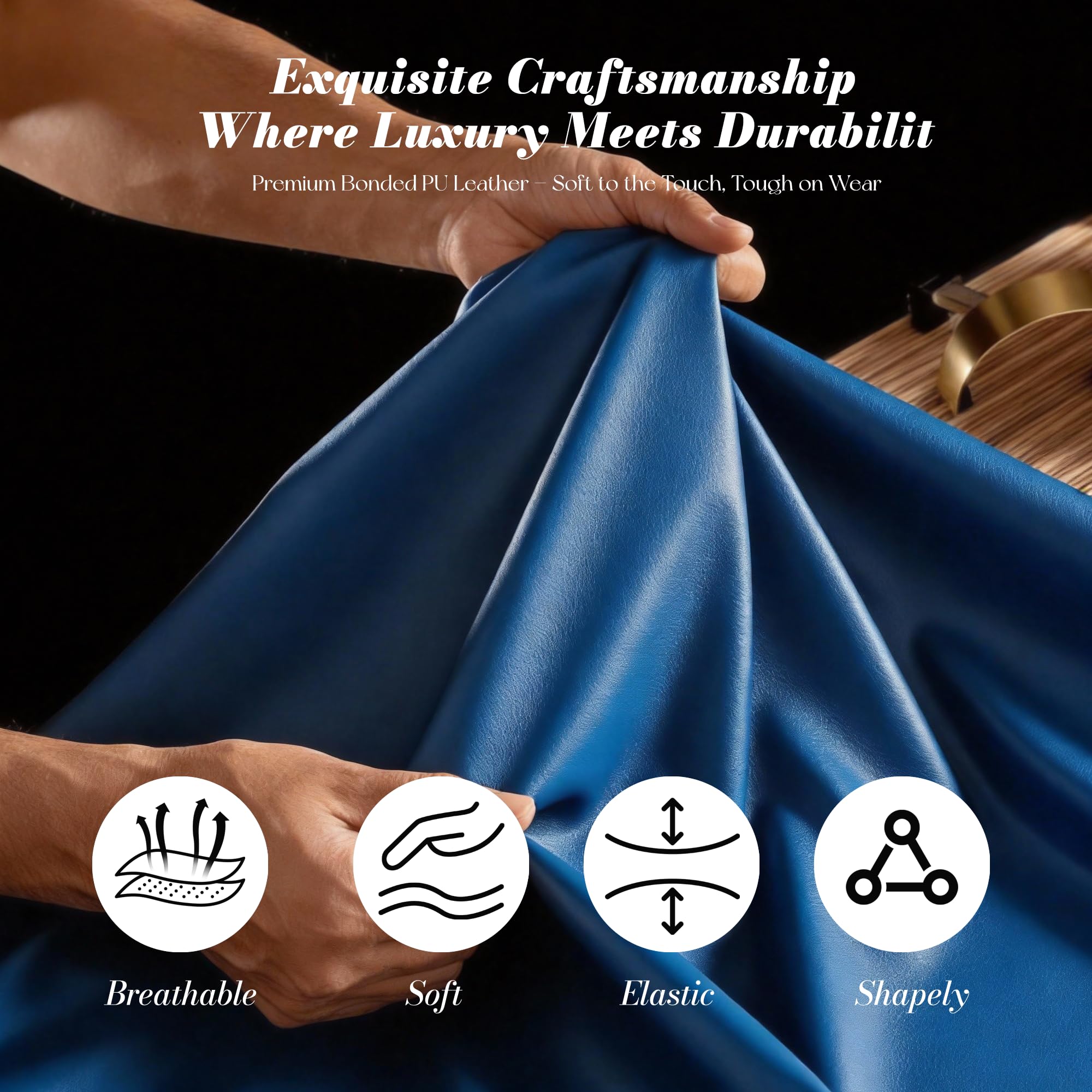 Efomao Sedia da Ufficio Ergonomica, Poltrona Direzionale in Ecopelle PU con Poggiapiedi Estraibile, Sedia da Scrivania Reclinabile con Imbottitura Spessa, Supporto Lombare, Portata 200kg (blu)
