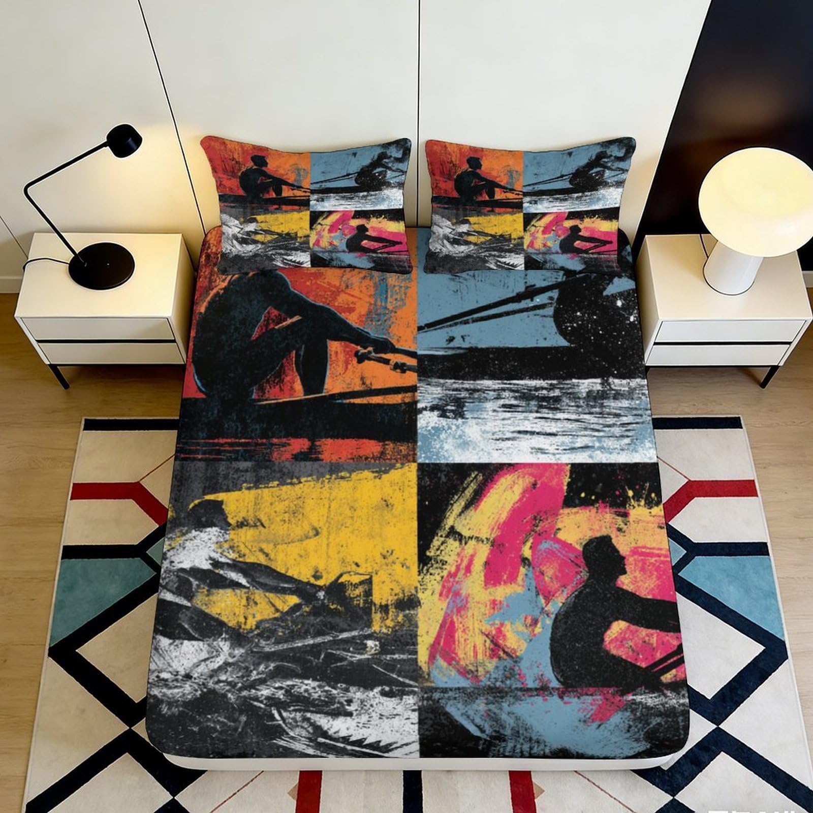 3D Printed Cartoon Cat Microfiber Deep Pocket Fitted Sheet Bedroom Non-Slip Mattress Fitted Cover for Adult 140x200x25cm