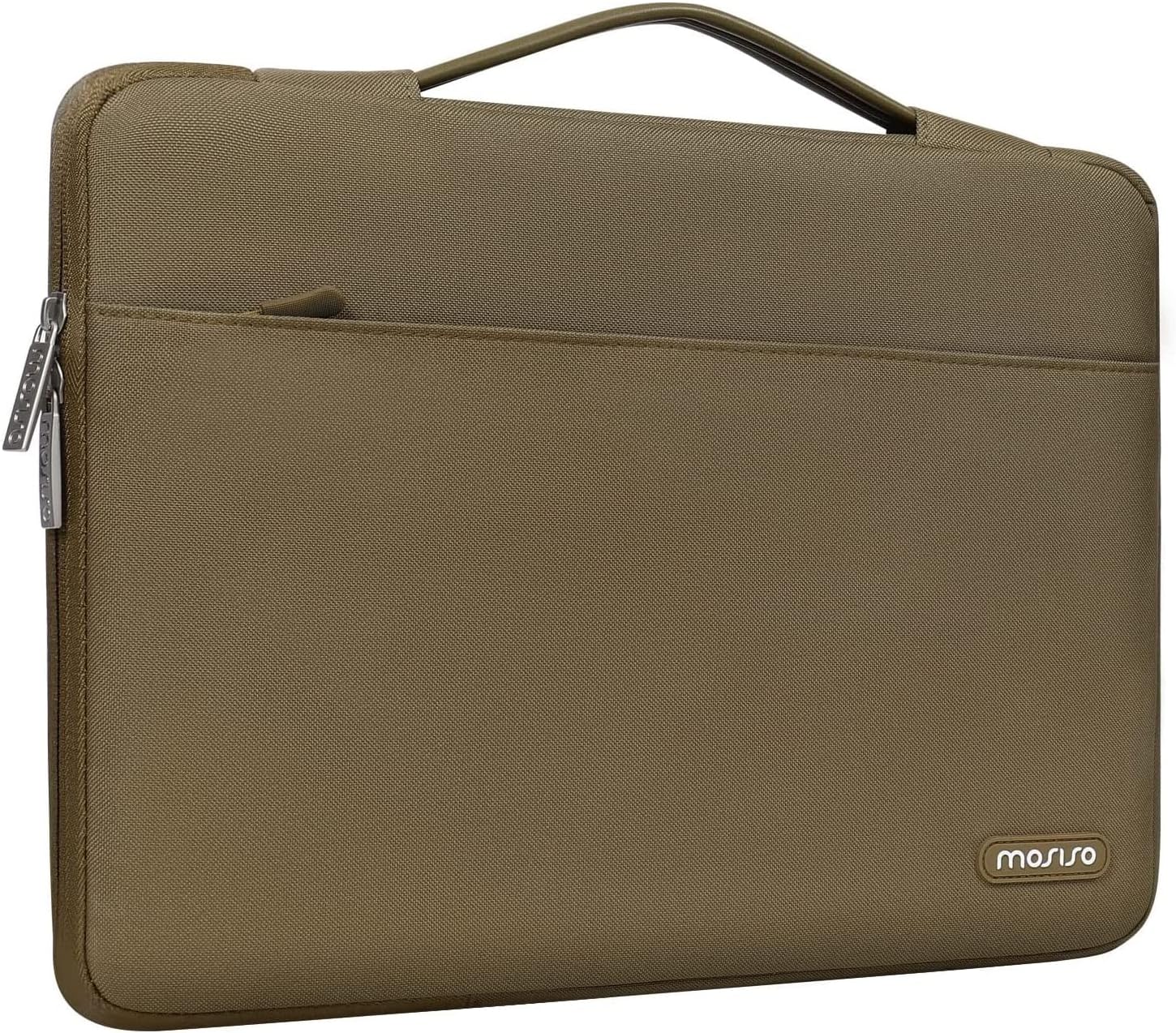 MOSISO 360 Protective Laptop Sleeve Compatible with MacBook Air 15 inch M3 M2 2024 2023/Pro 16 inch 2024-2019 M4 M3 M2 M1, 15-15.6 inch HP, Lenovo, Notebook, Polyester Bag with Belt, Olive Yellow