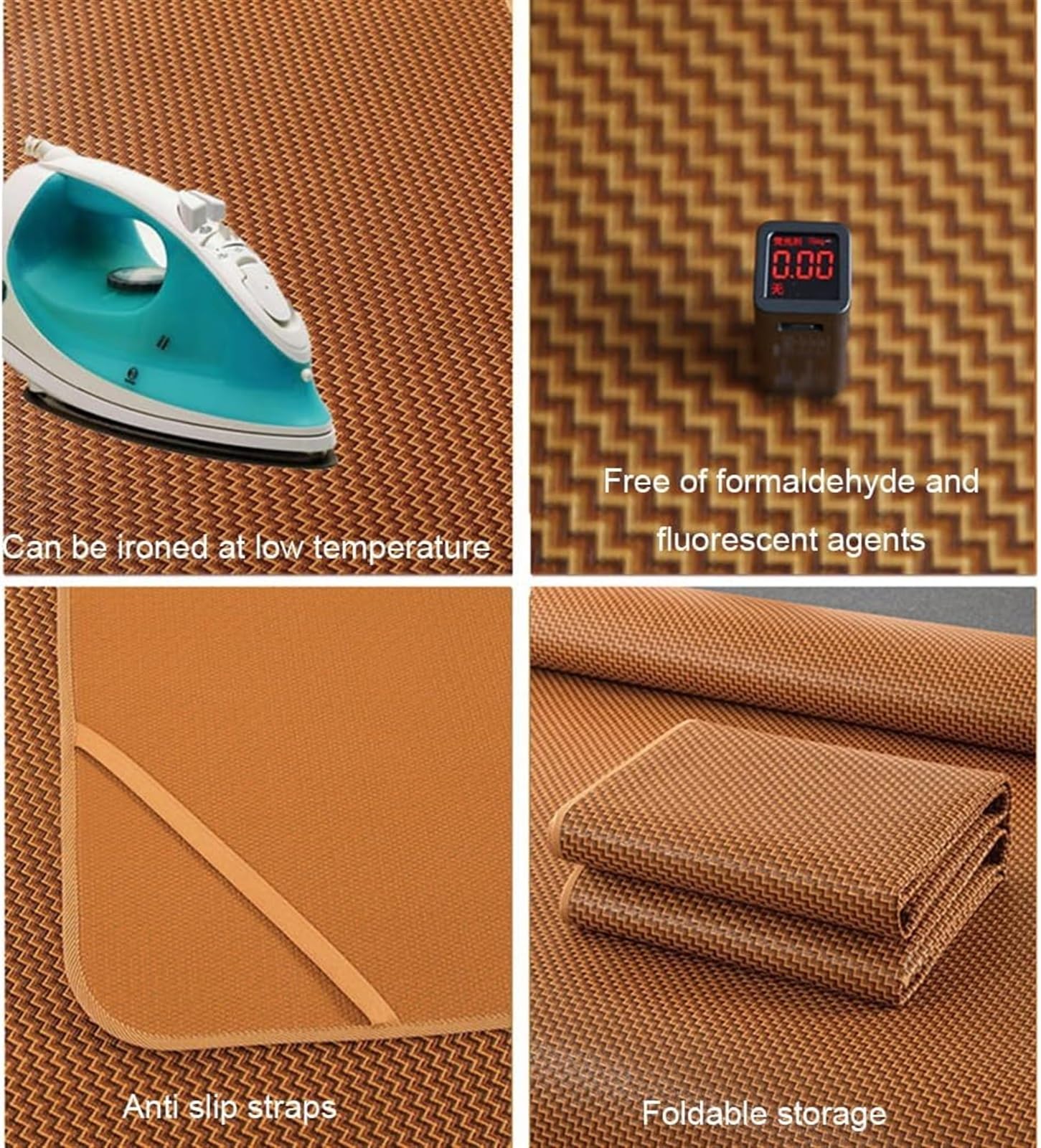 Materassino rinfrescante estivo, in rattan, pieghevole, in seta di ghiaccio, per letti singoli/matrimoniali, materasso estivo portatile leggero e traspirante (1,8 m x 2 m)